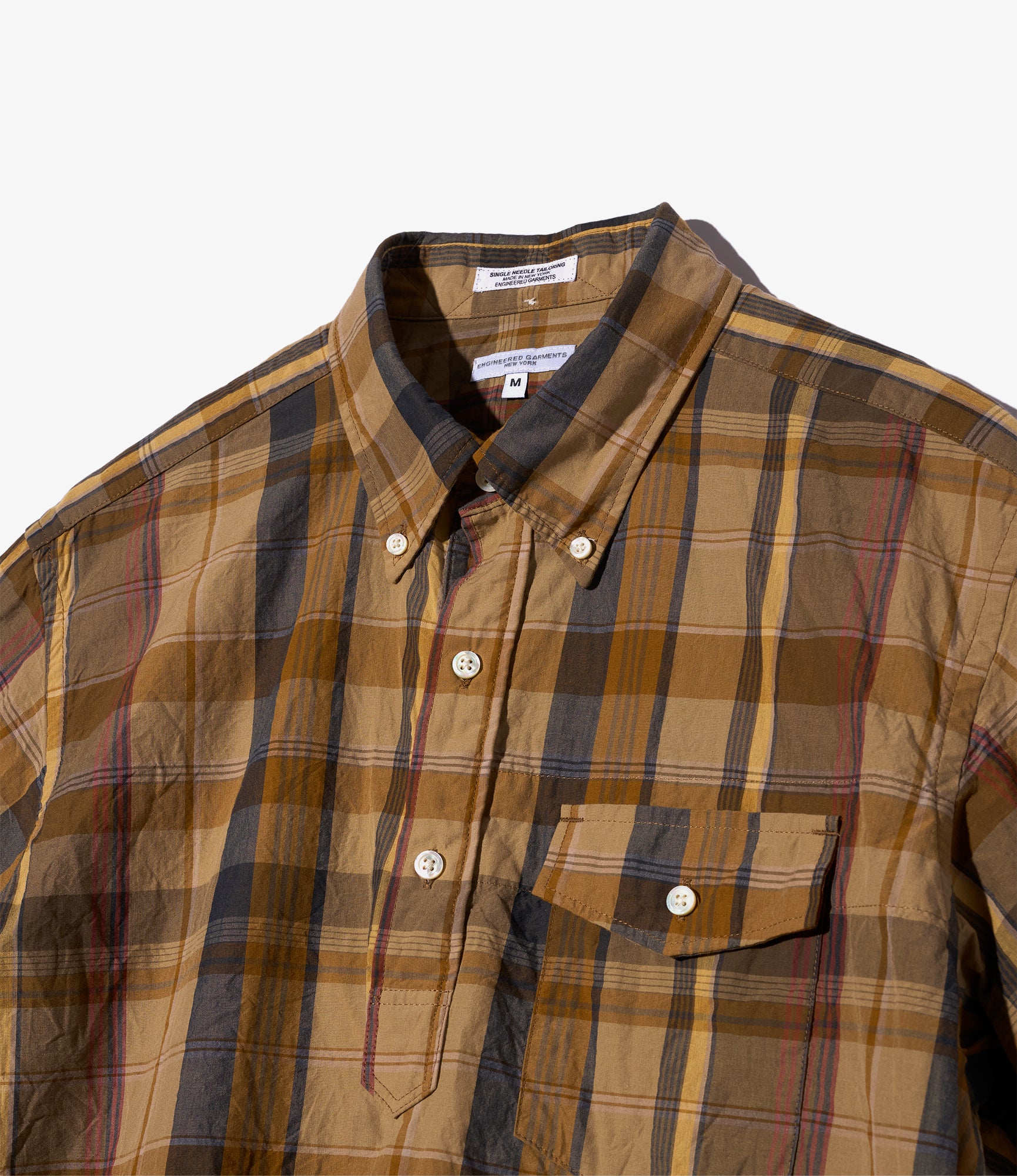 Popover BD Shirt – Olive Madras Plaid Cotton