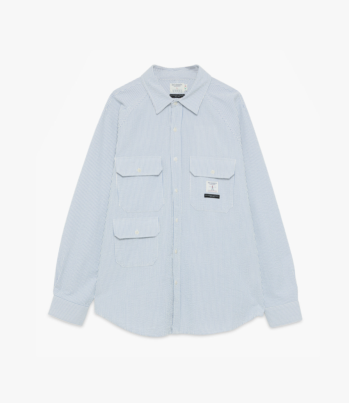 Raglan Shirt – Sky Blue Washed Seersucker | Engineered Garments × Roy ...