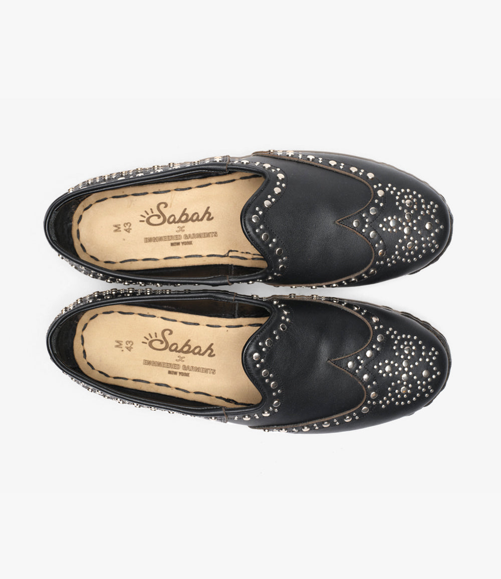 Studded Sabah Slipper – Black Leather