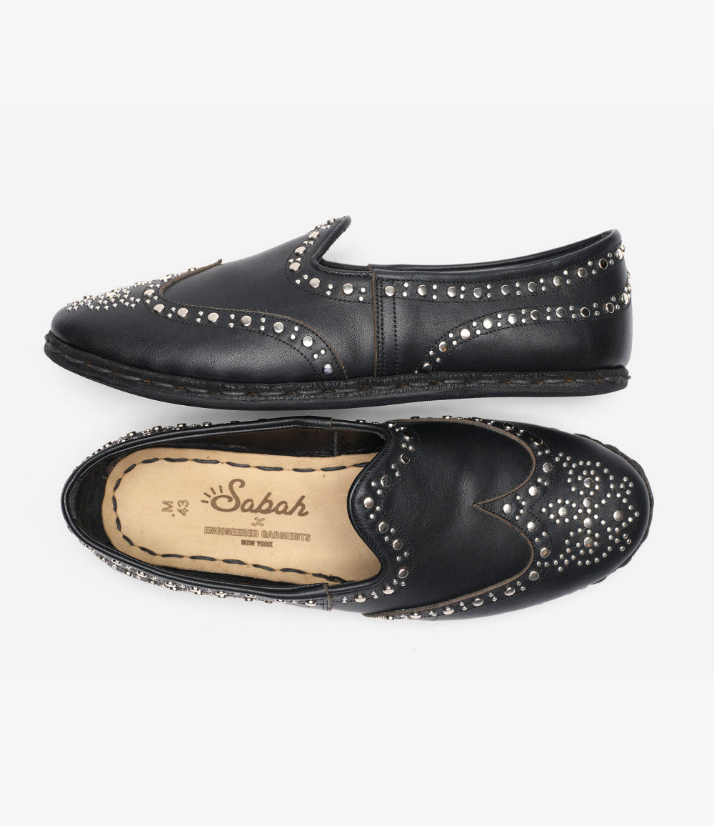 Studded Sabah Slipper – Black Leather
