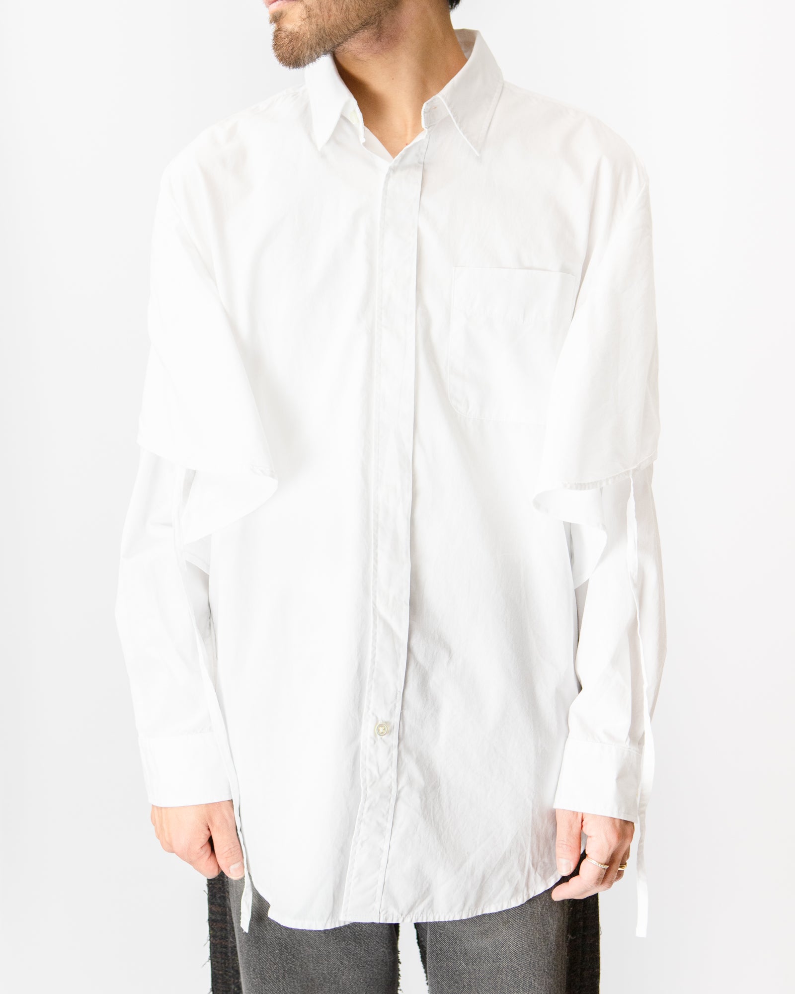 Shawl Shirt – White 100's 2-Ply Broadcloth