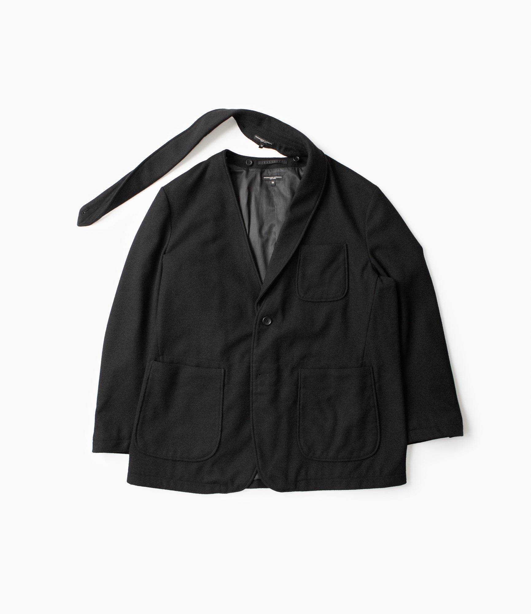 Trans Jacket – Black Solid Poly Wool Flannel