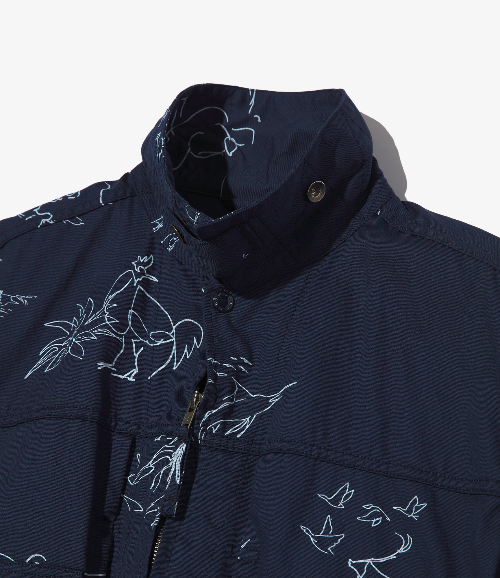 Trucker Jacket – Navy Animal Print 6.5oz Flat Twill