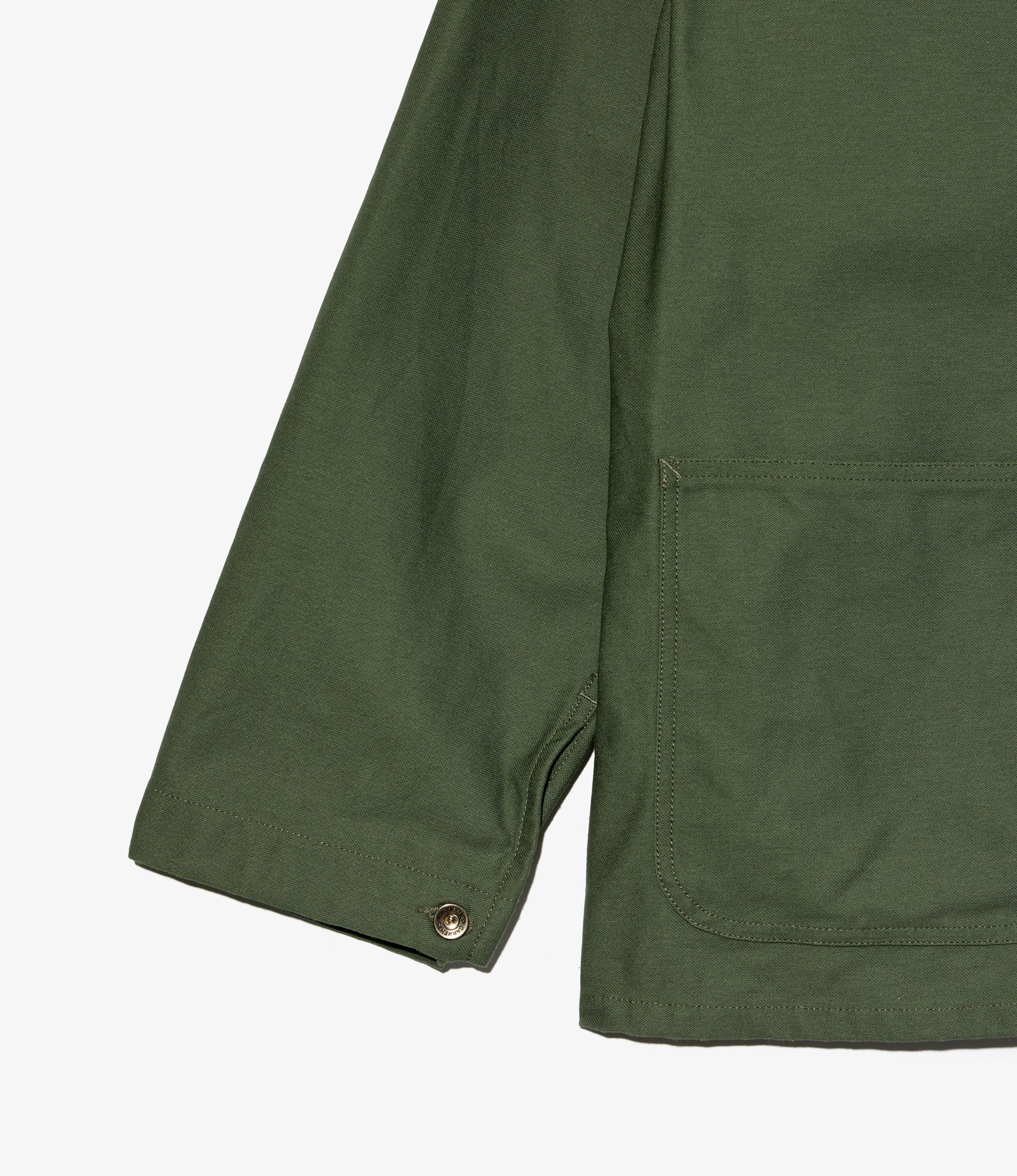 Utility Jacket (Tunnel Shank Buttons) – Olive Reversed Sateen