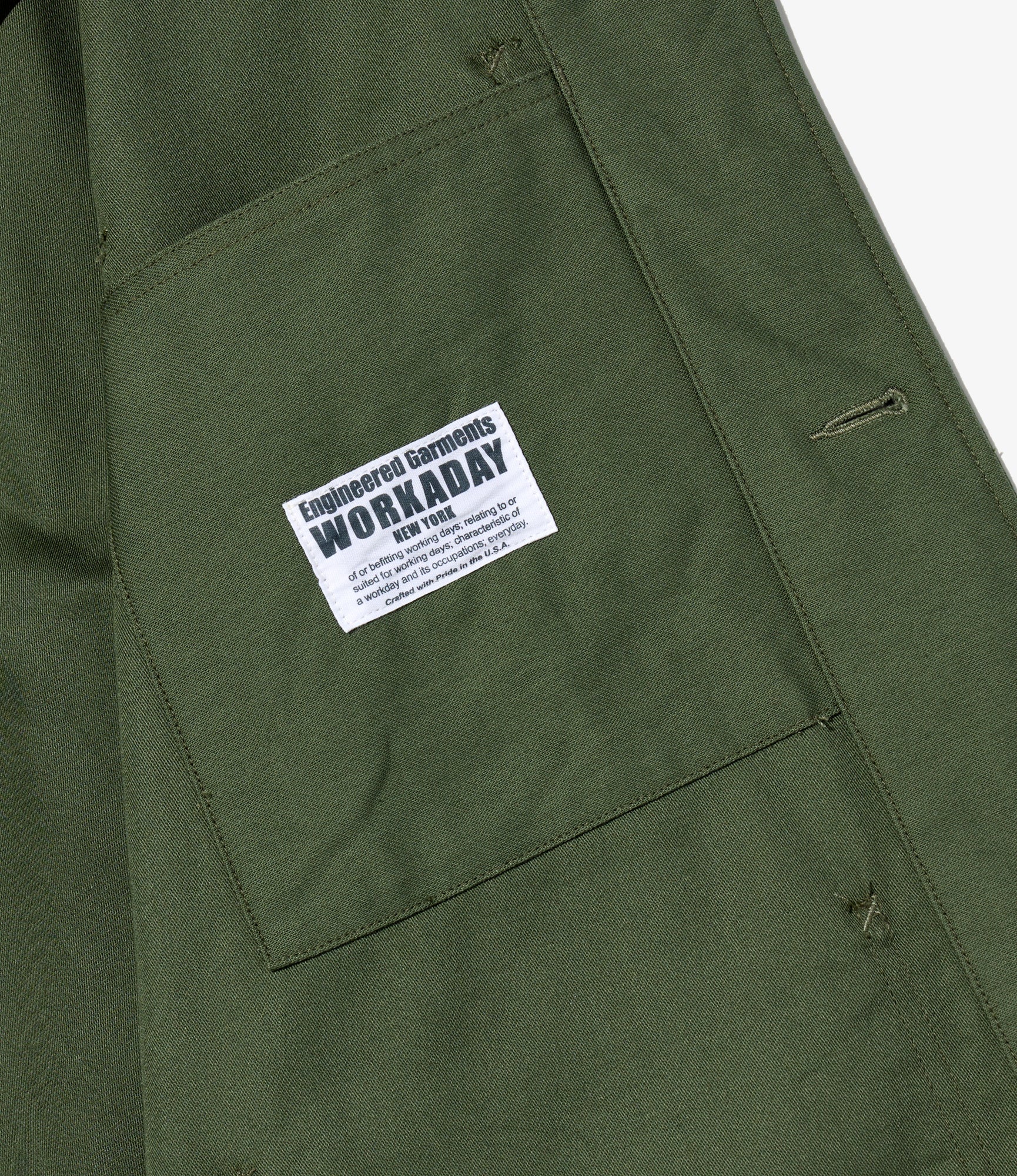 Utility Jacket (Tunnel Shank Buttons) – Olive Reversed Sateen