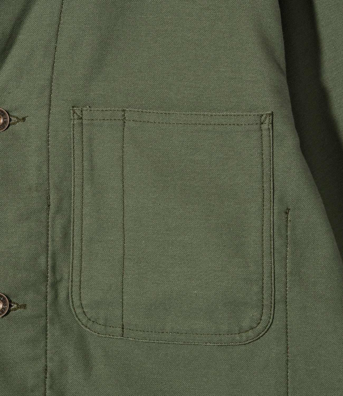 Utility Jacket (Donut Buttons) – Olive Reversed Sateen