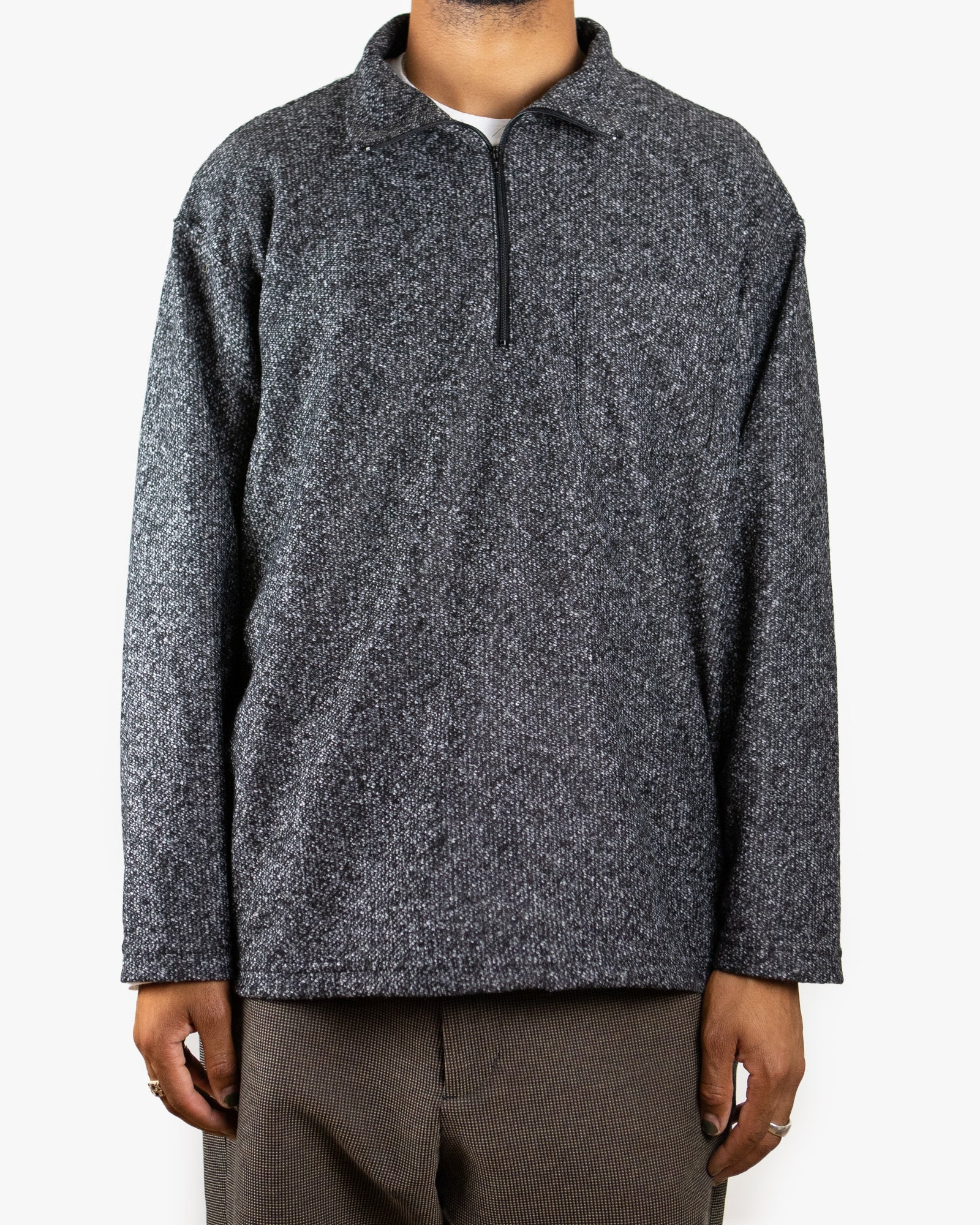 Zip Mock Neck – Charcoal Wool Poly Melange