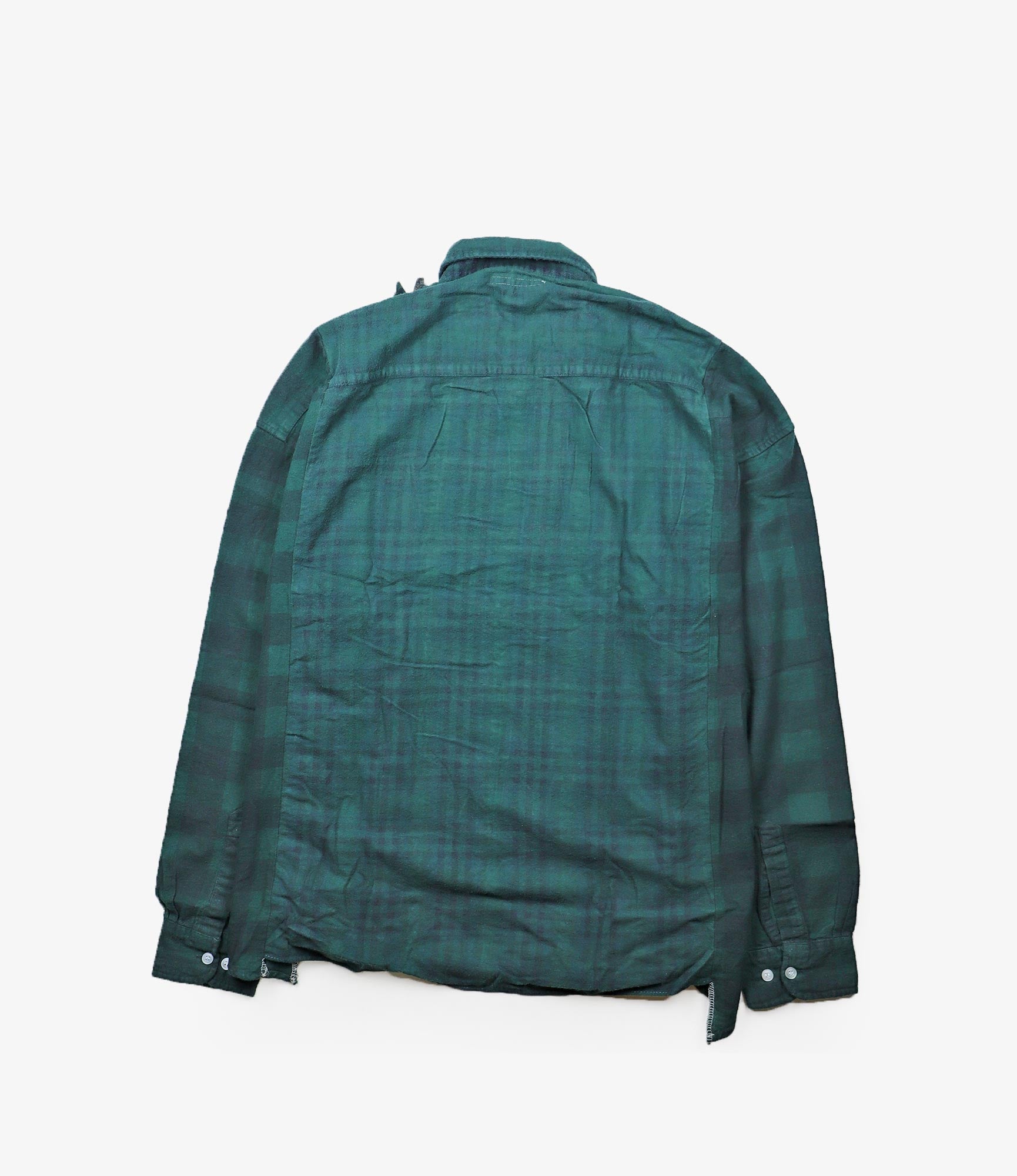 Flannel Shirt - Ribbon Wide Shirt / Over Dye - Green