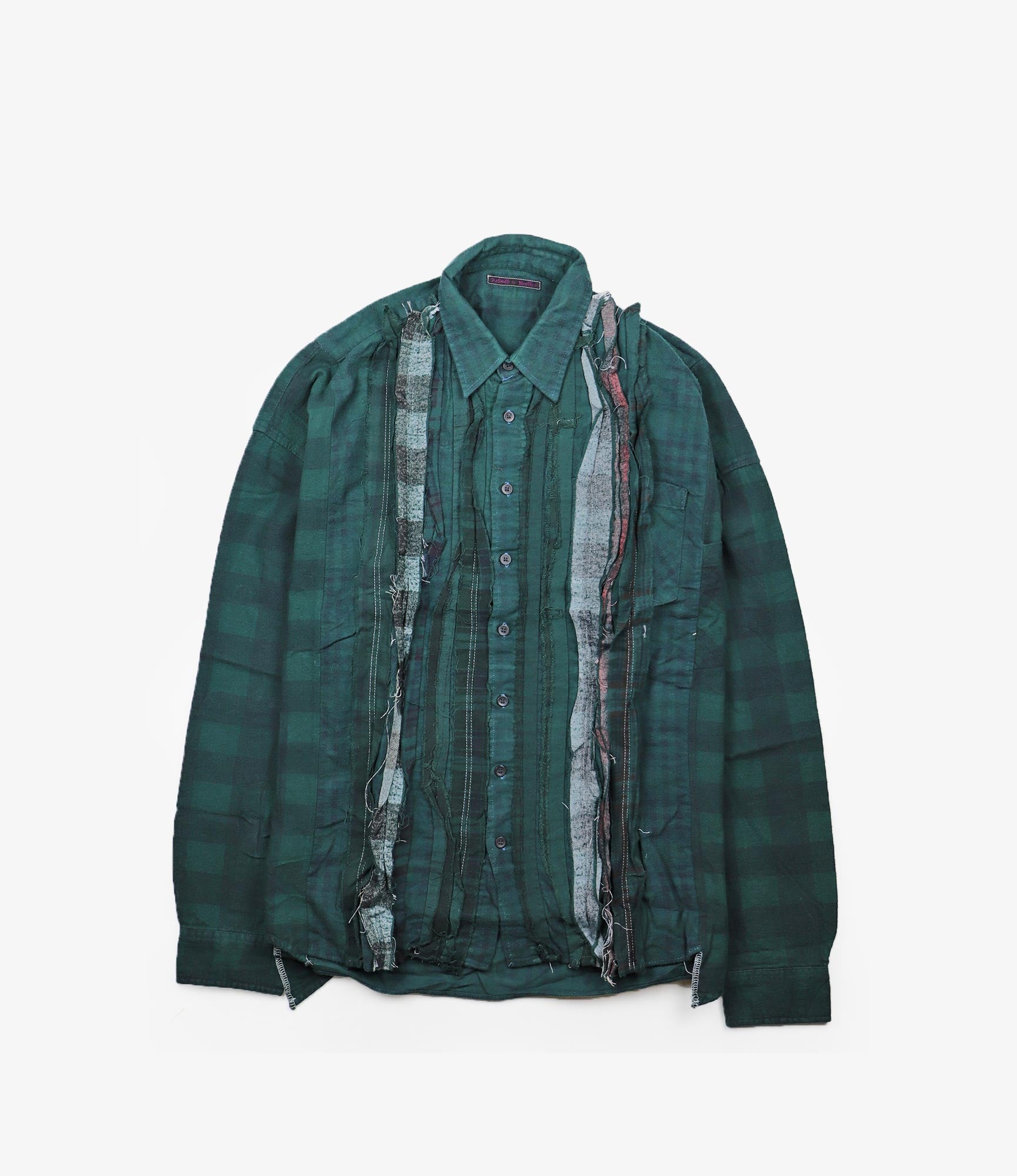 Flannel Shirt - Ribbon Wide Shirt / Over Dye - Green