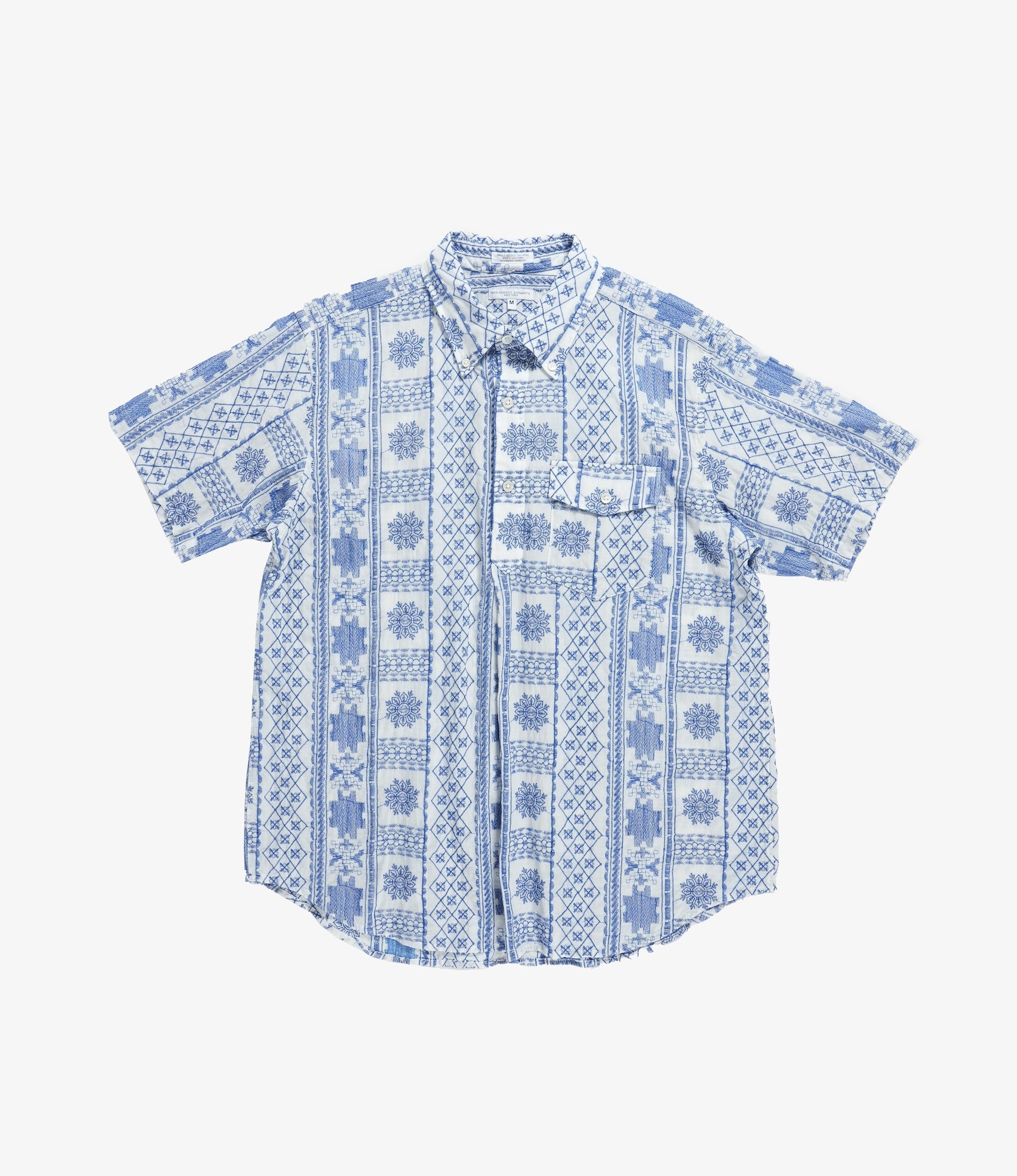 Engineered Garments Popover BD Shirt - Blue/White CP Embroidery