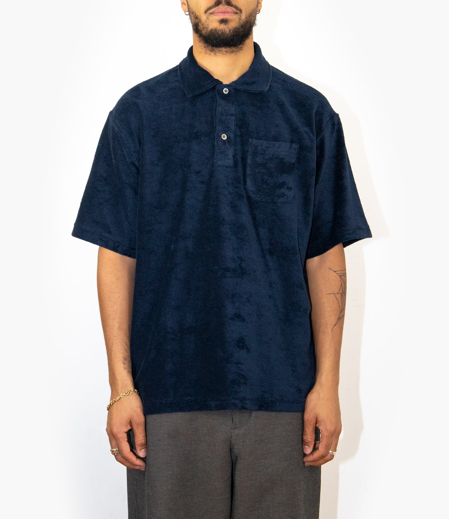 Engineered Garments Polo Shirt - Navy CP Velour