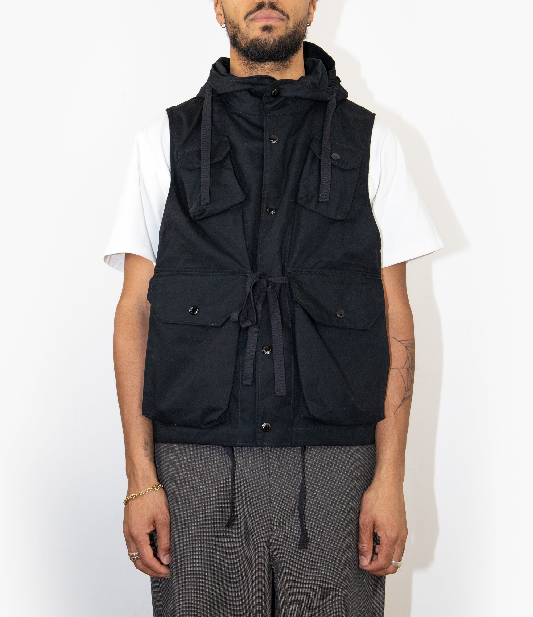 Engineered Garments Field Vest - Black Cotton Duracloth Poplin