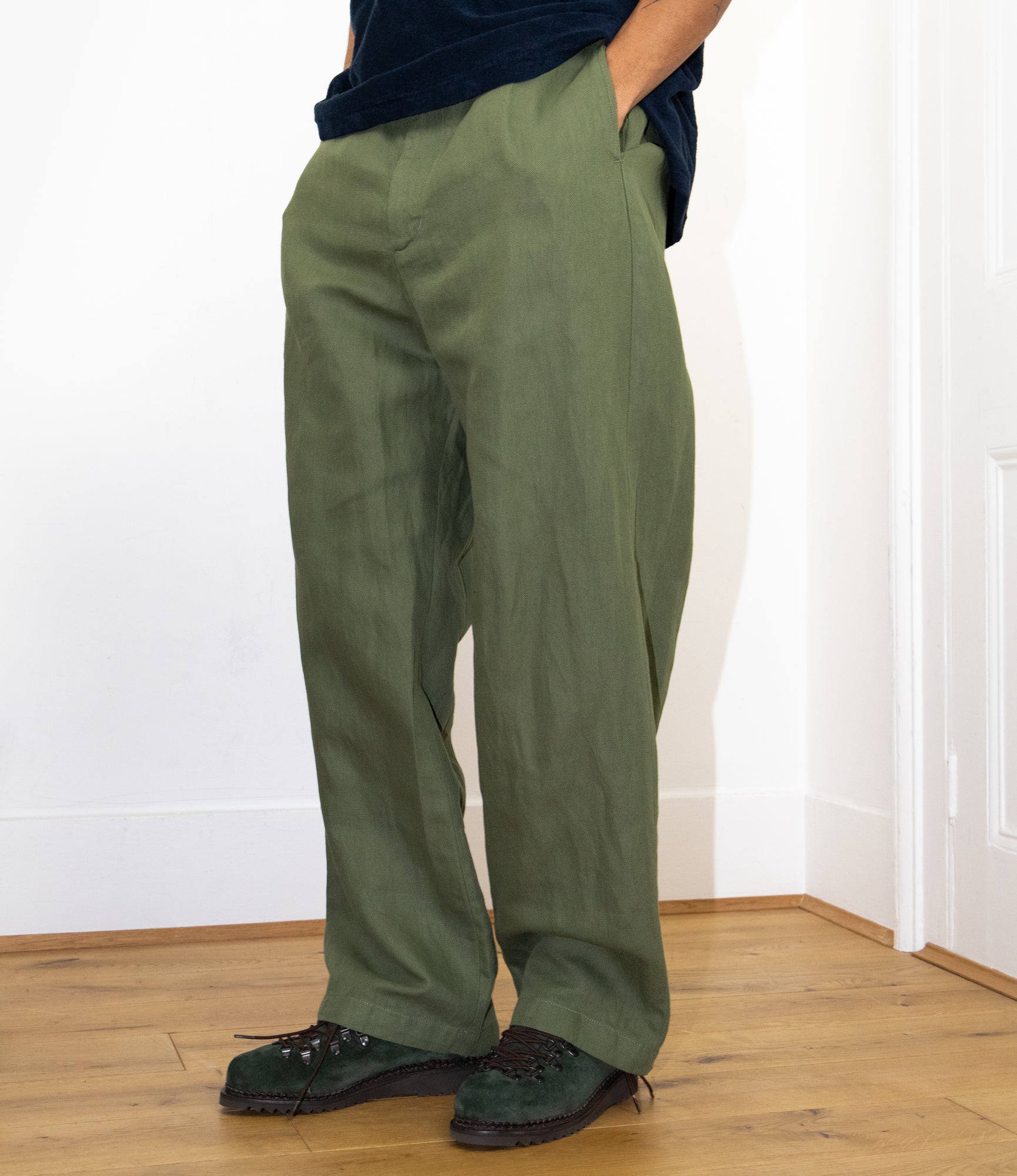 Engineered Garments Officer Pant - Olive Cotton Acetate Satin