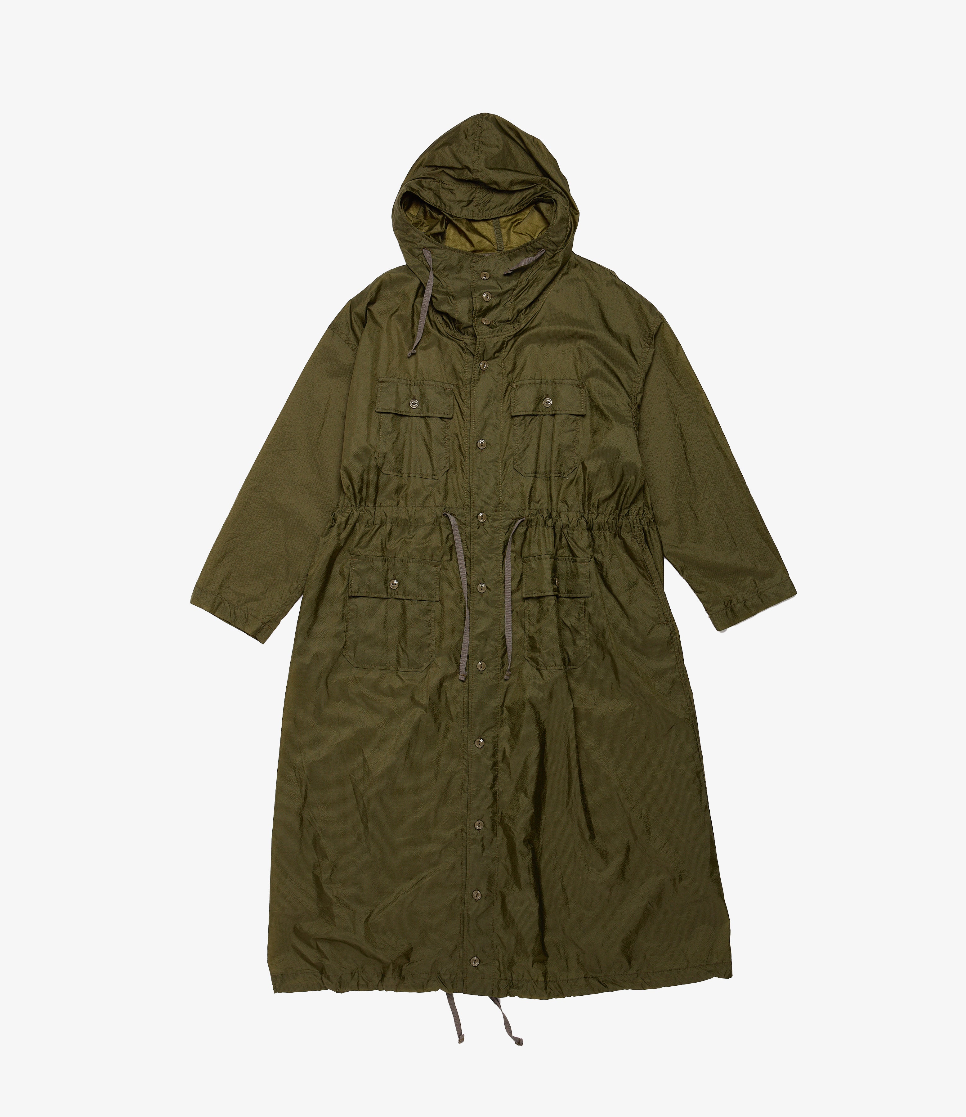 Engineered Garments Cagoule Dress - Olive Nylon Micro Ripstop