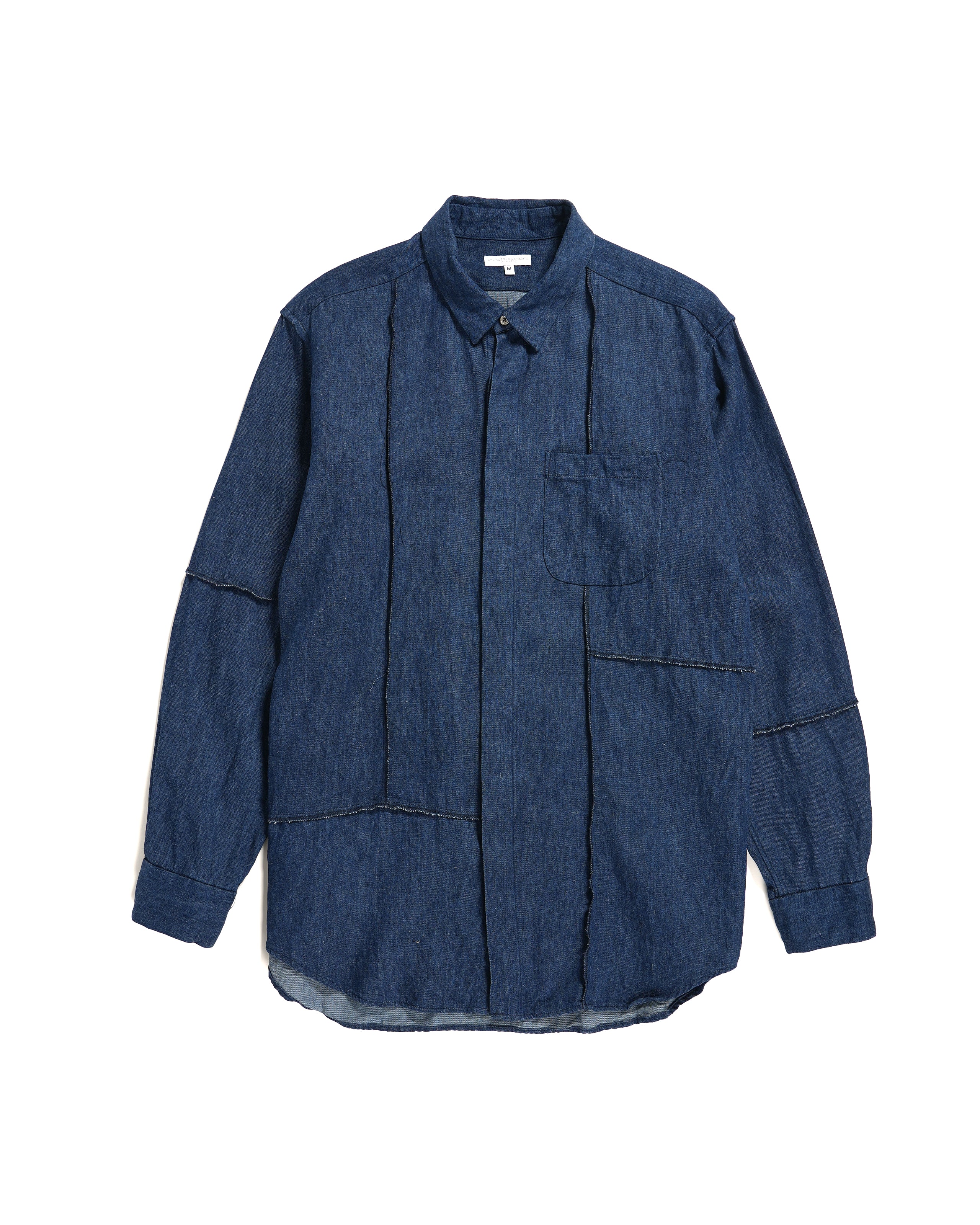 Engineered Garments Combo Short Collar Shirt - Navy Hemp Cotton Denim