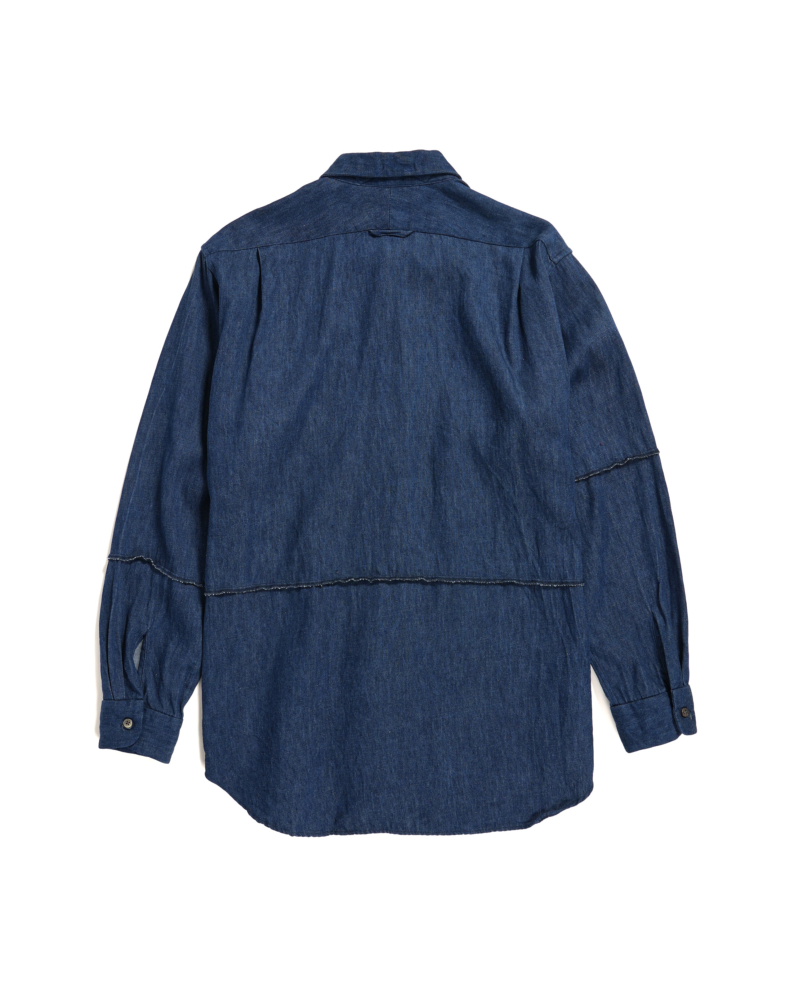 Engineered Garments Combo Short Collar Shirt - Navy Hemp Cotton Denim