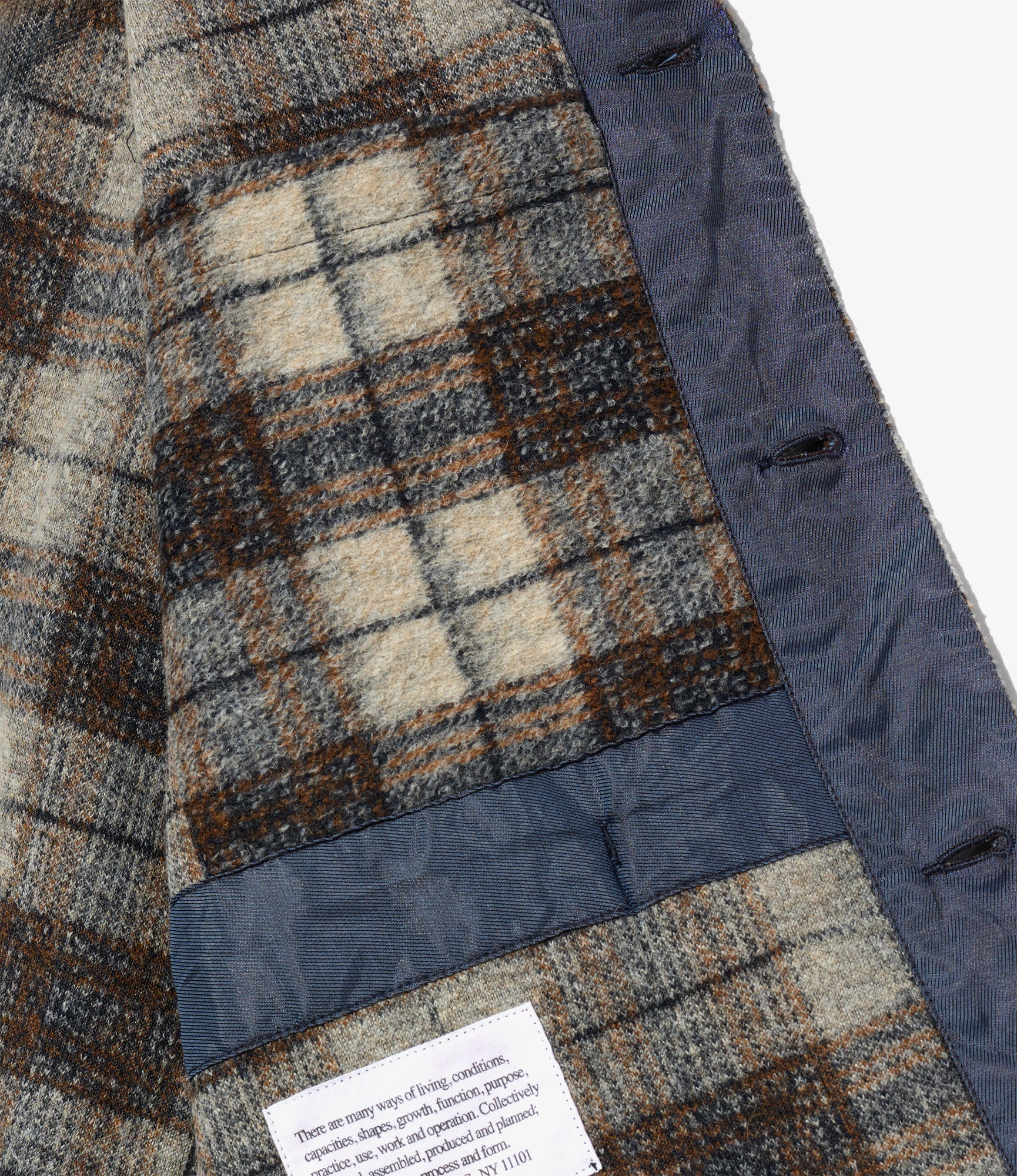 Knit Cardigan – Khaki/Navy Plaid Wool Blend