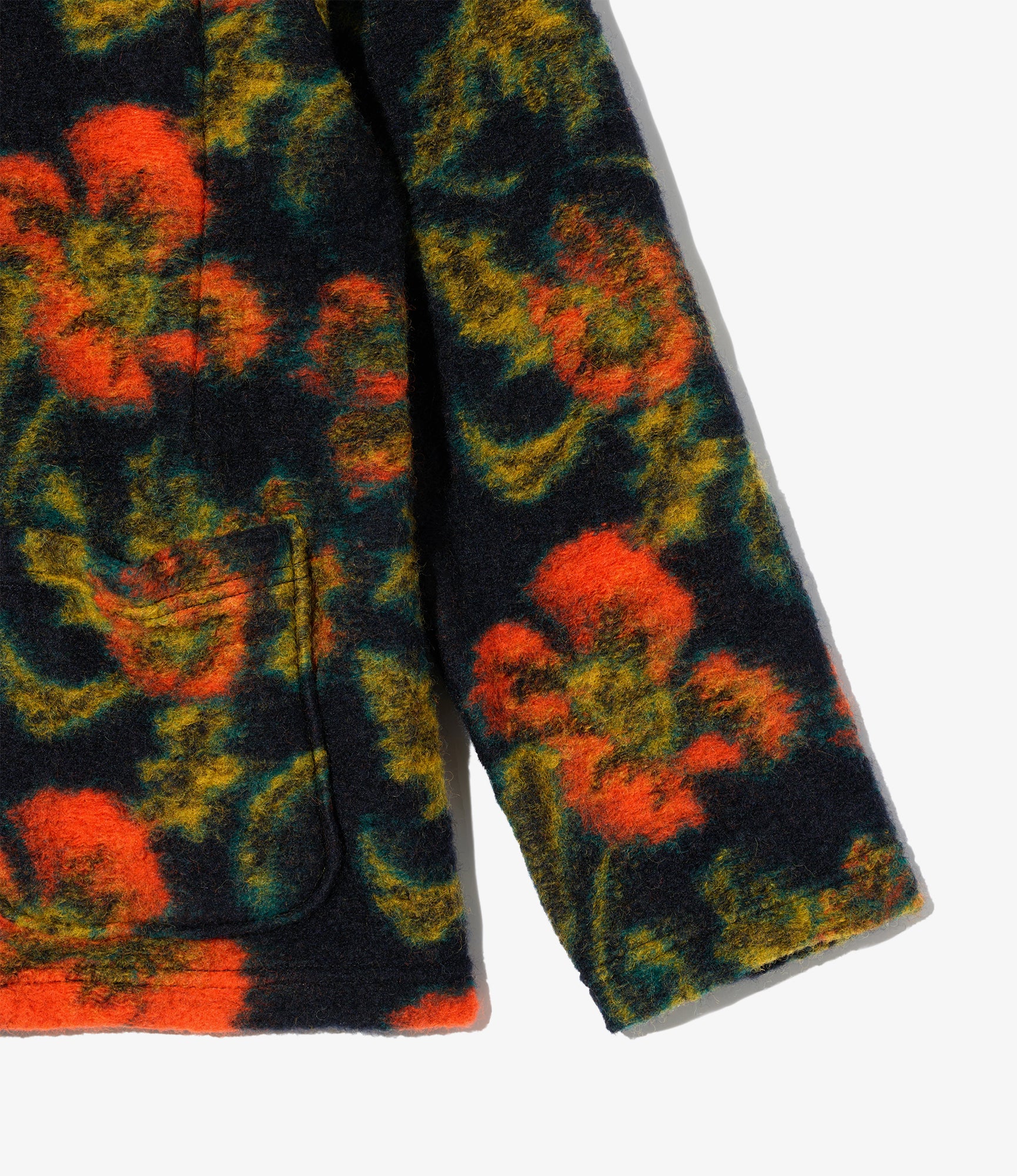 Knit Cardigan – Navy/Orange Floral Jacquard