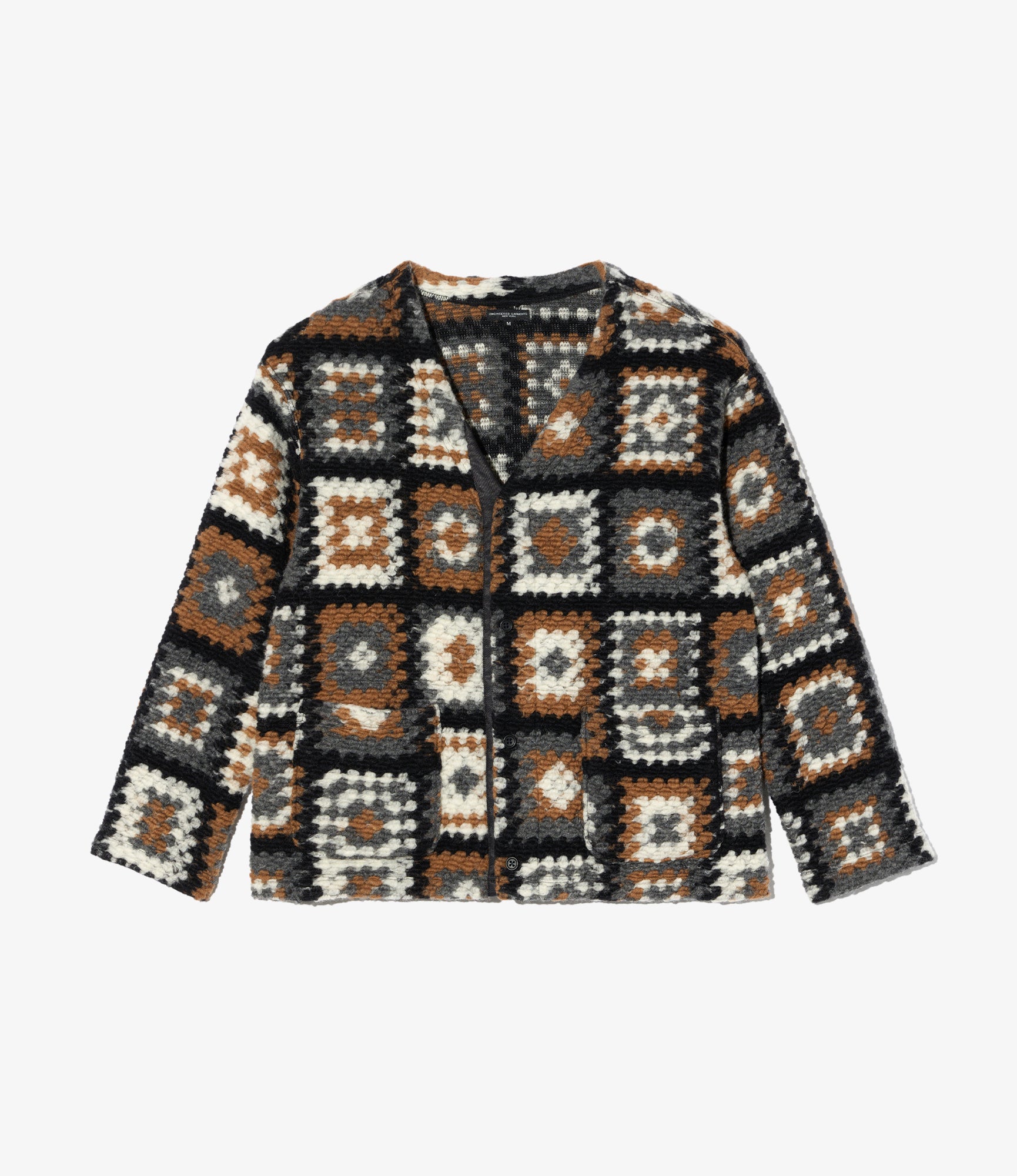 Knit Cardigan – White/Black Wool Chenille