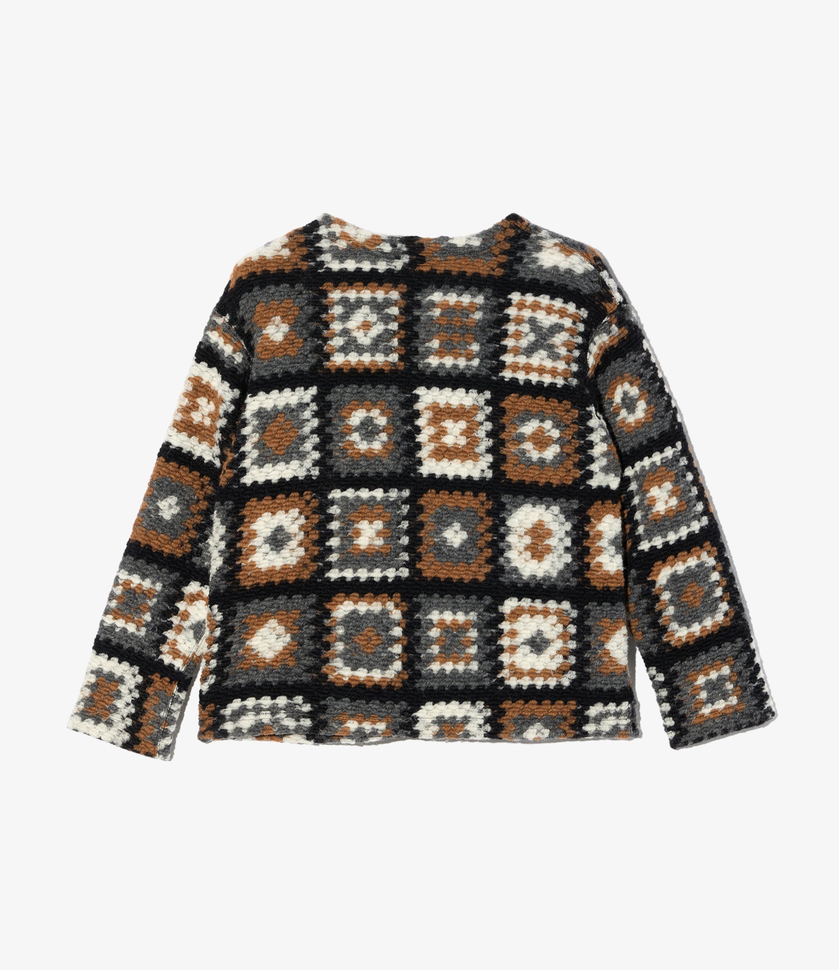 Knit Cardigan – White/Black Wool Chenille