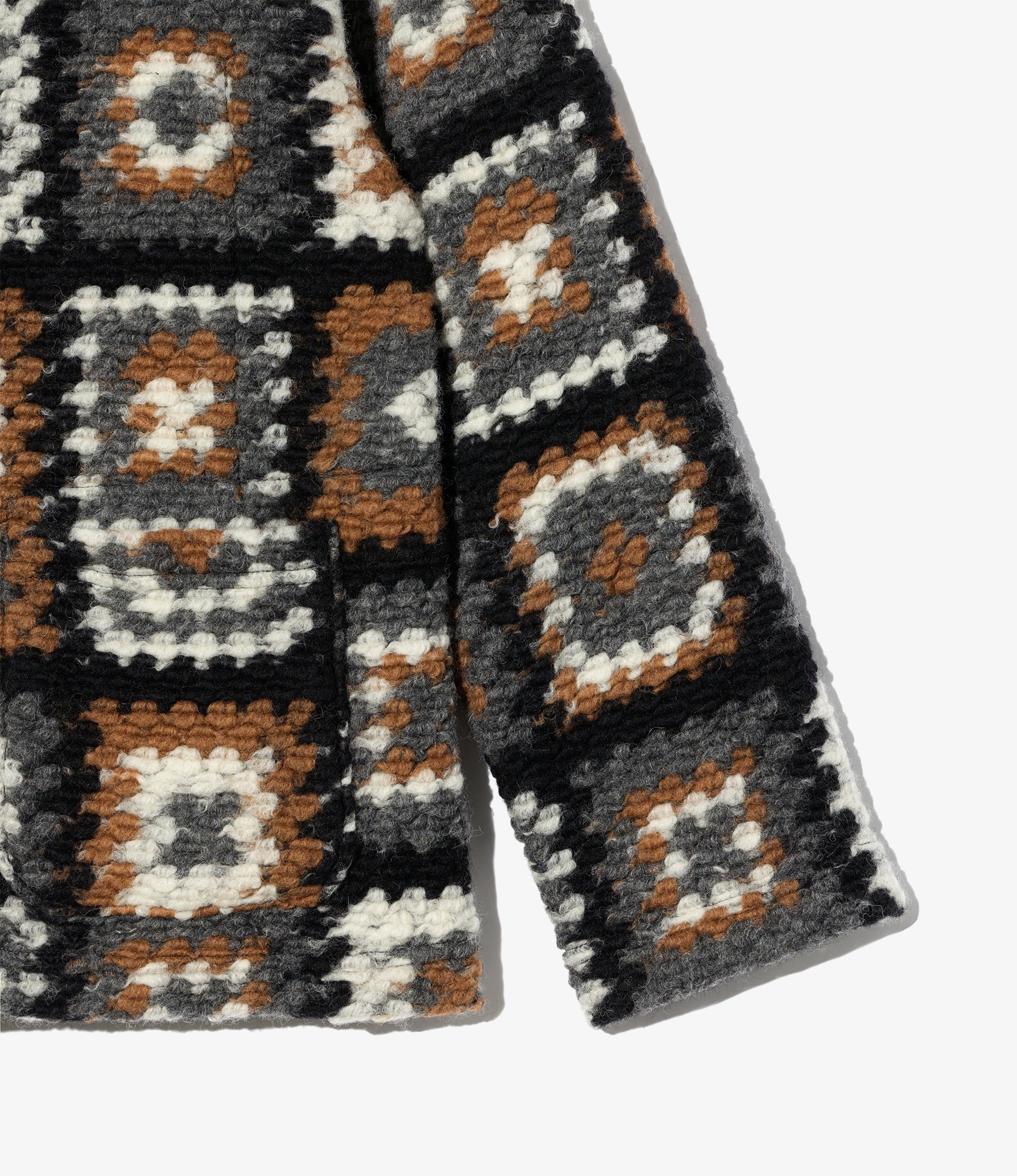 Knit Cardigan – White/Black Wool Chenille