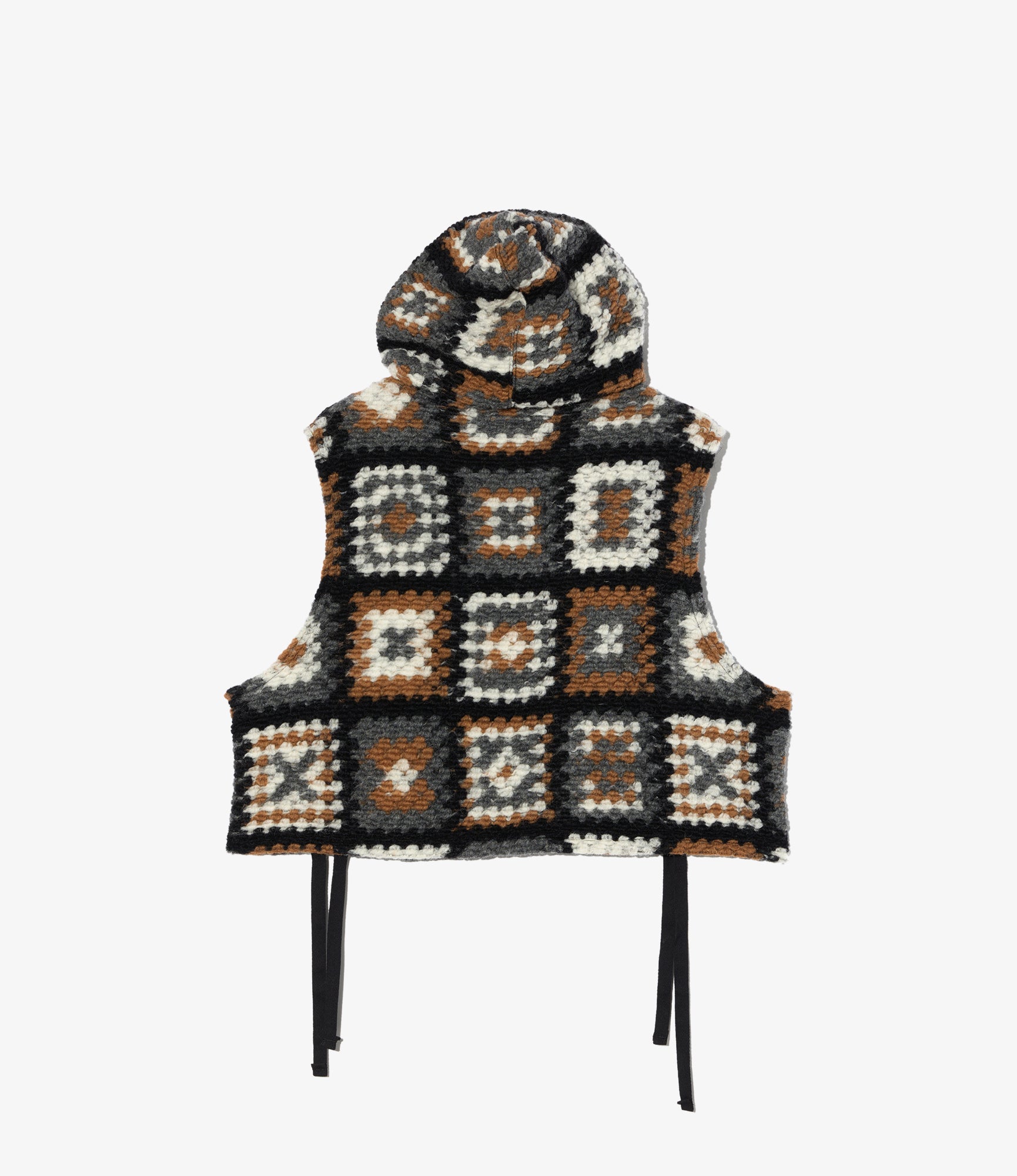 Knit Vest – White/Black Wool Chenille