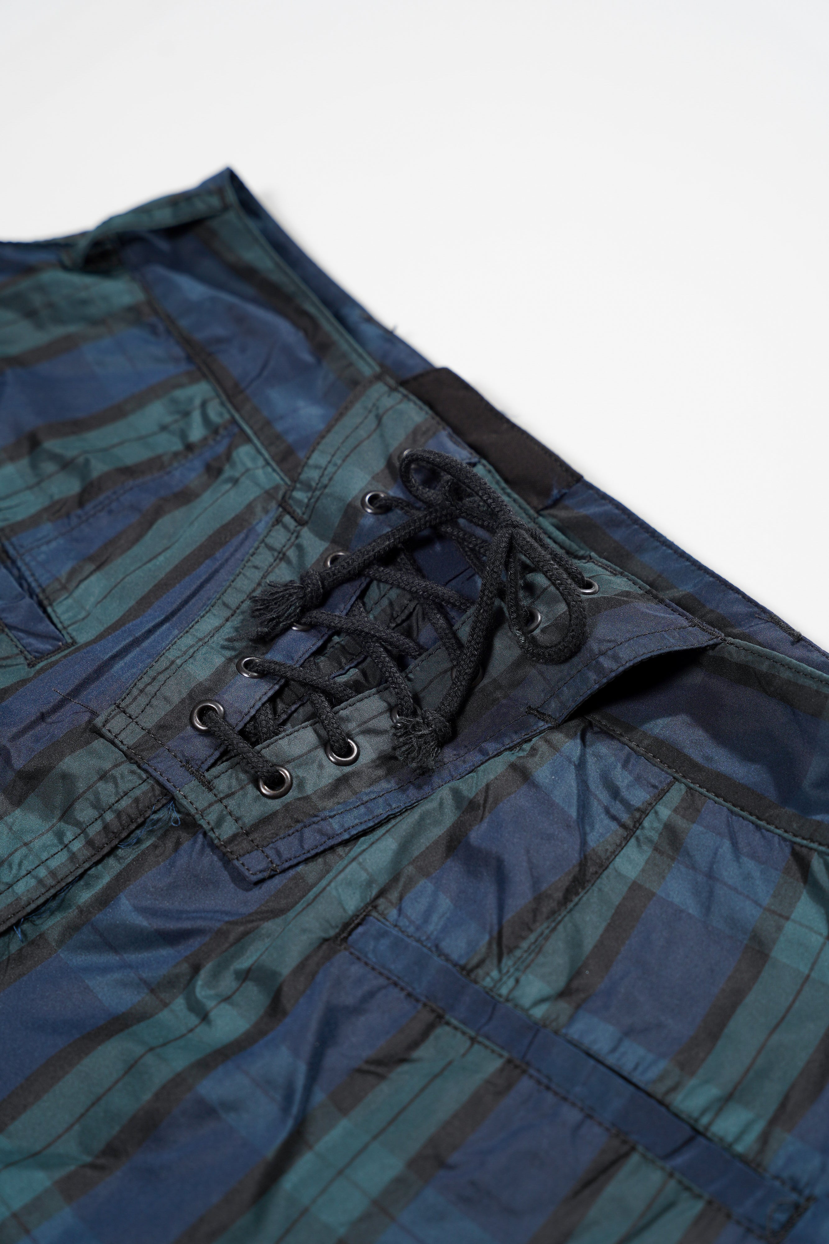 Engineered Garments Blank Label Lace Up Skirt - Blackwatch Crushed Taffeta