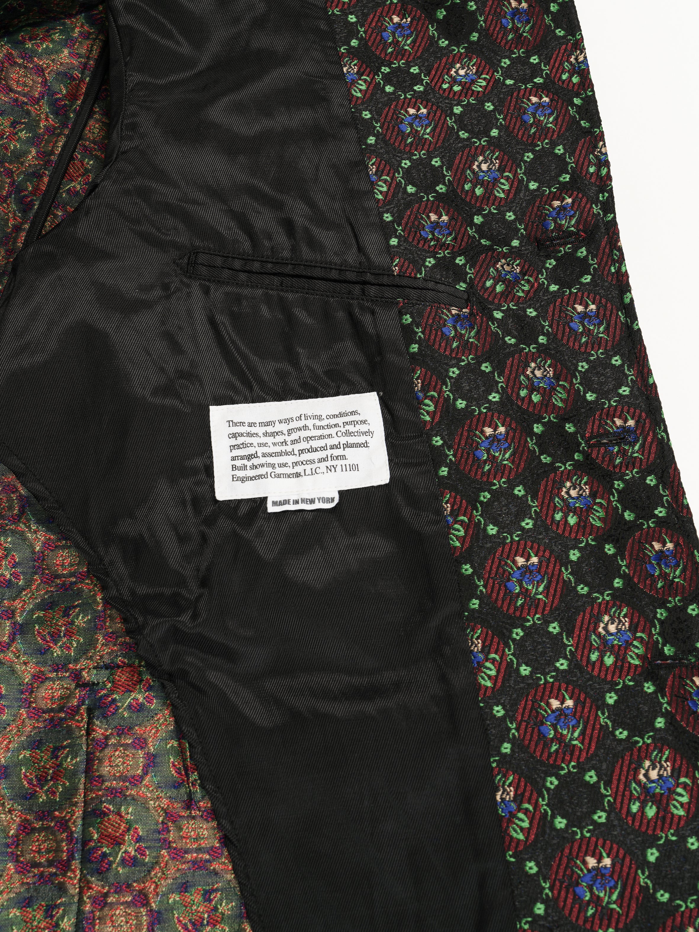 Engineered Garments Ivy Blazer - Black Polyester Floral Jacquard