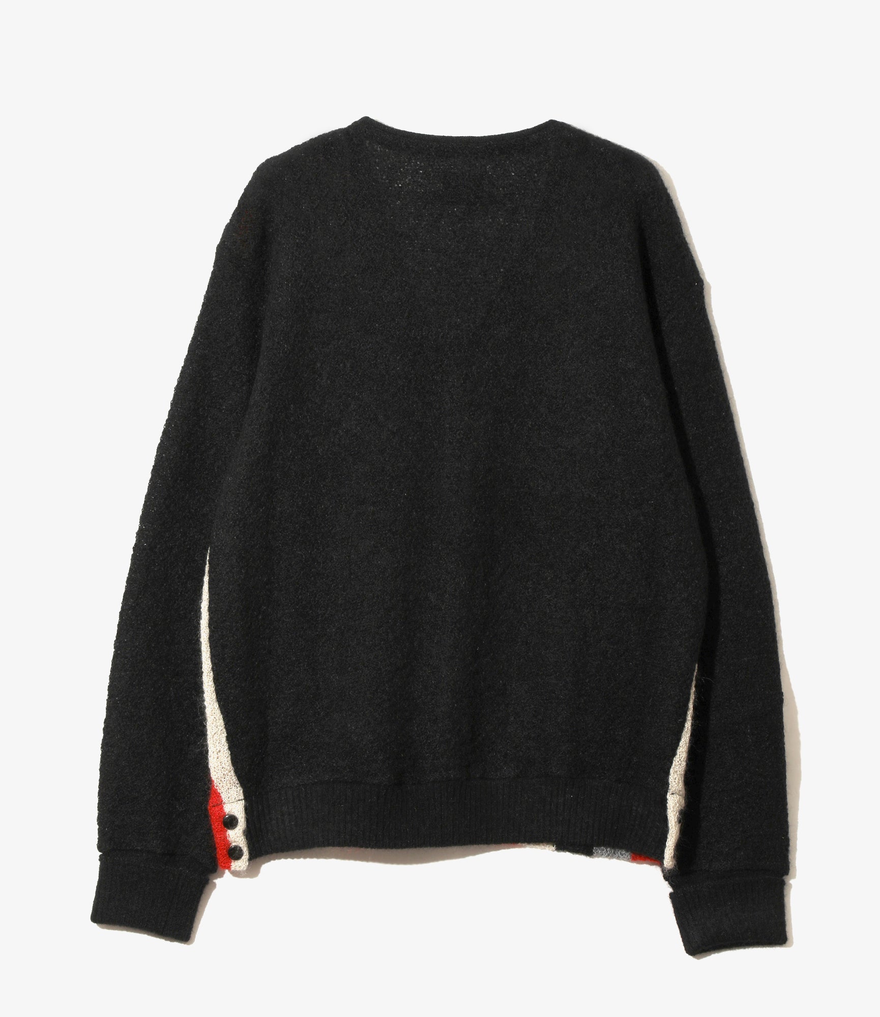 Knit Cardigan – Black Stripe Woven Crepe