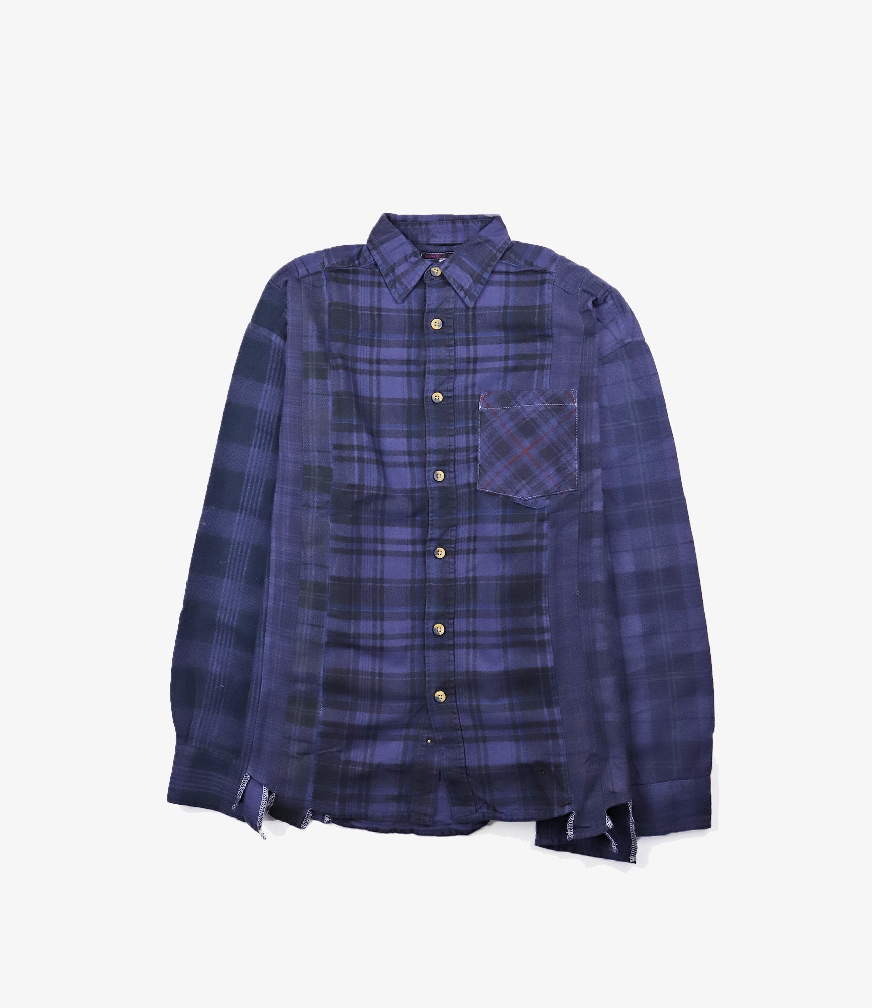 Rebuild by Needles Flannel Shirt - 7 Cuts Shirt / Over Dye - Purple