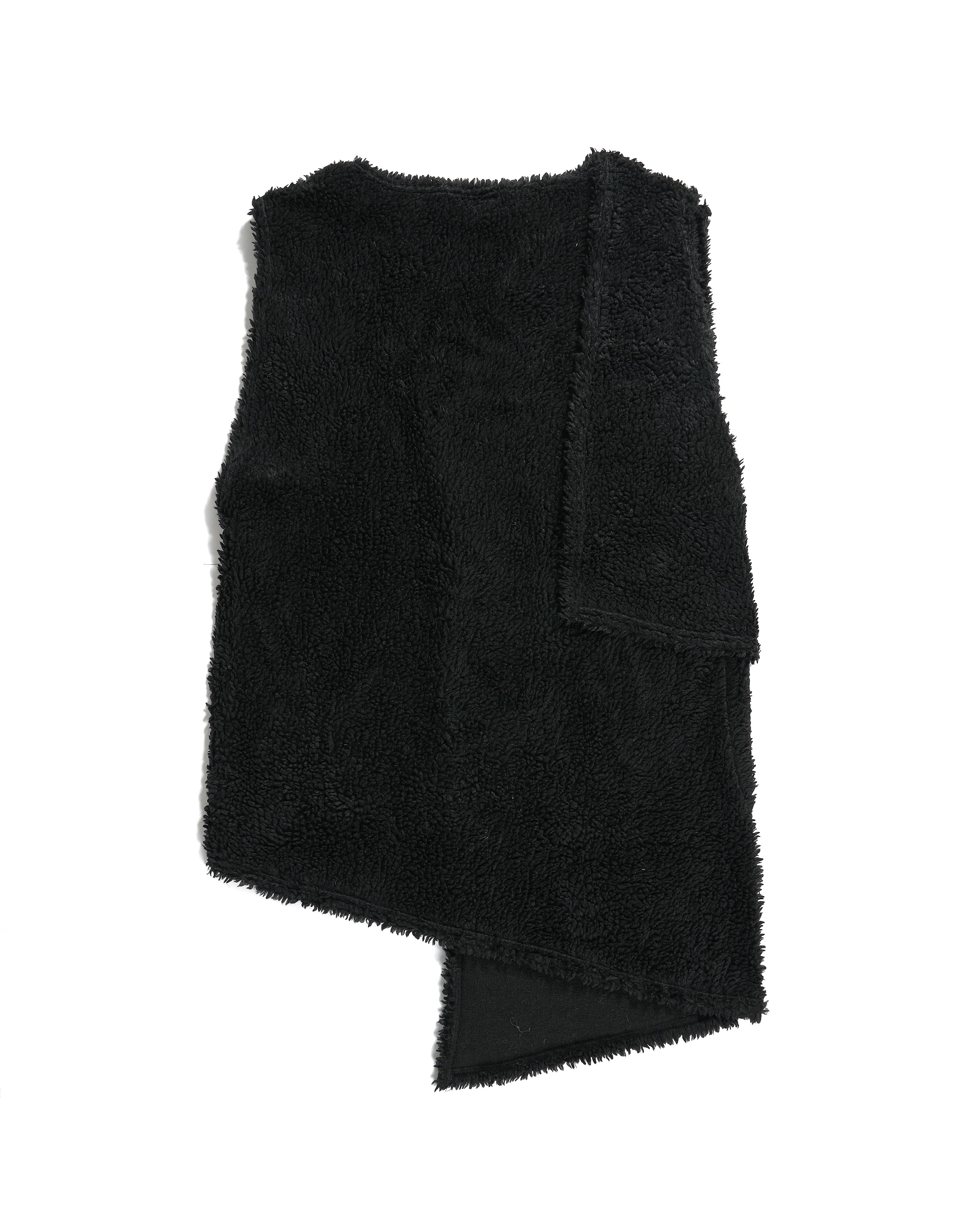 Wrap Knit Vest - Black Polyester Shearling