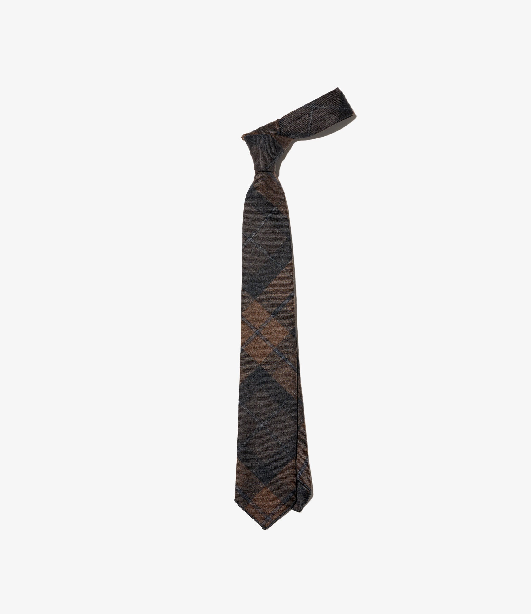 Neck Tie – Brown/Black Plaid Worsted Wool