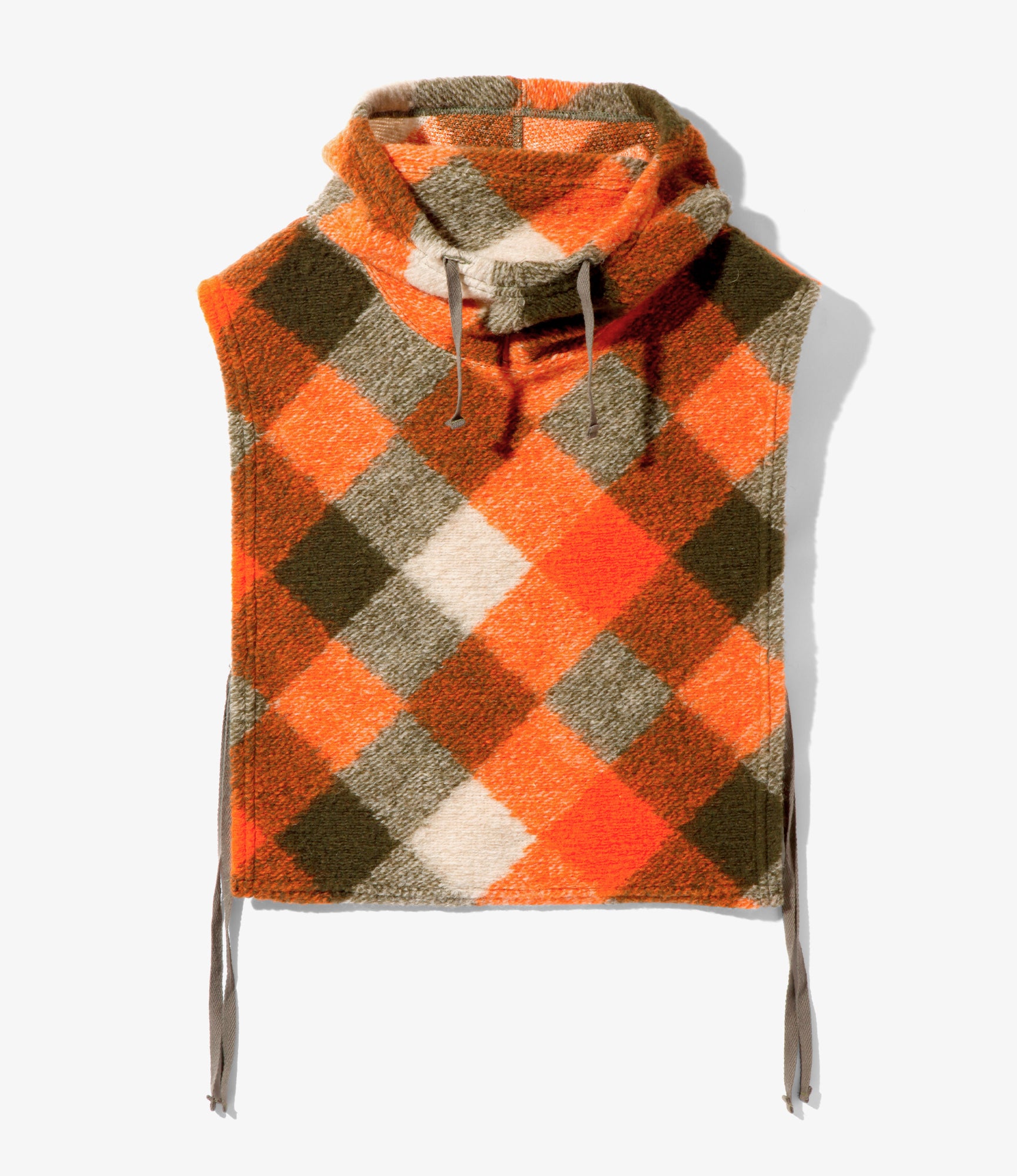 Engineered Garments Hooded Interliner - Orange/Olive Poly Wool Diamond Knit