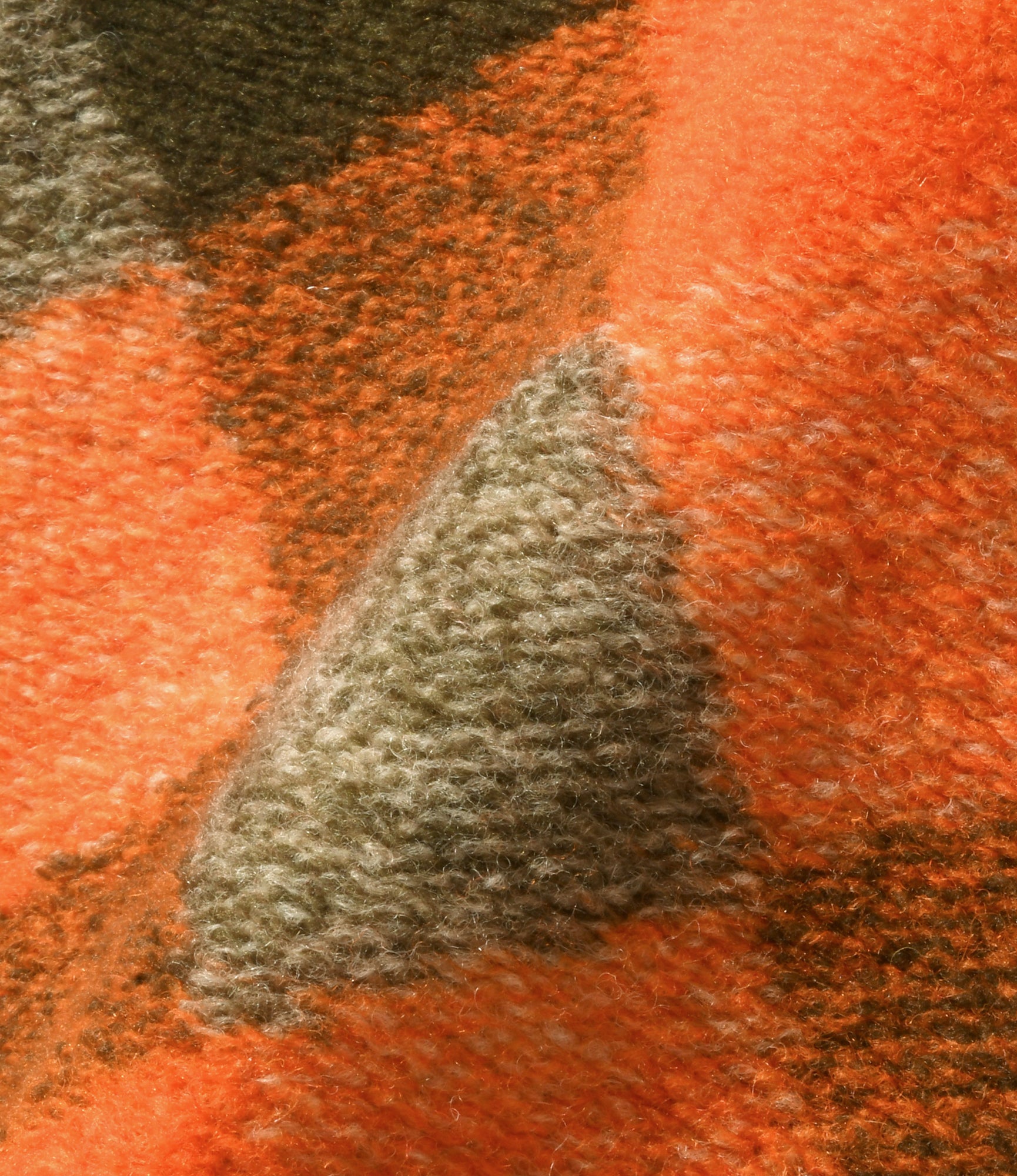 Engineered Garments Hooded Interliner - Orange/Olive Poly Wool Diamond Knit