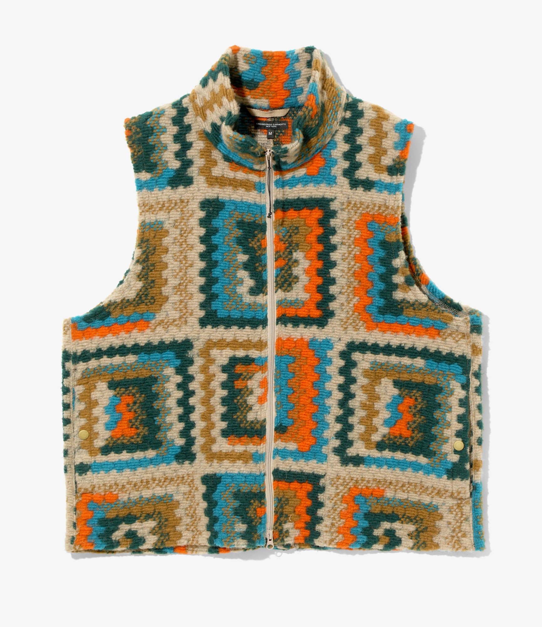 Engineered Garments High Mock Knit Vest - Multi Color Poly Wool Crochet Knit