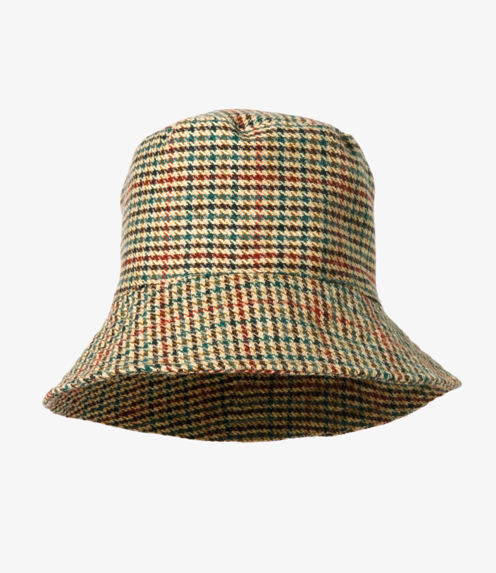 Bucket Hat - Khaki Acrylic Wool Gunclub Check