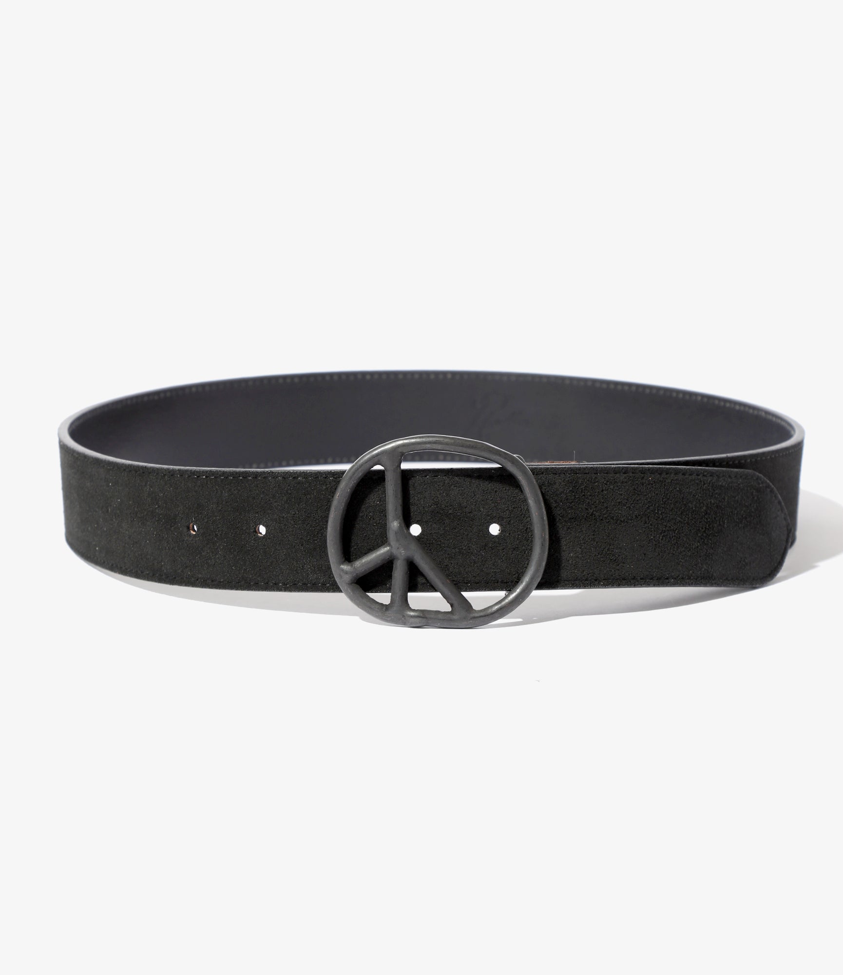 Needles Peace Buckle Belt - Suede Leather - Black