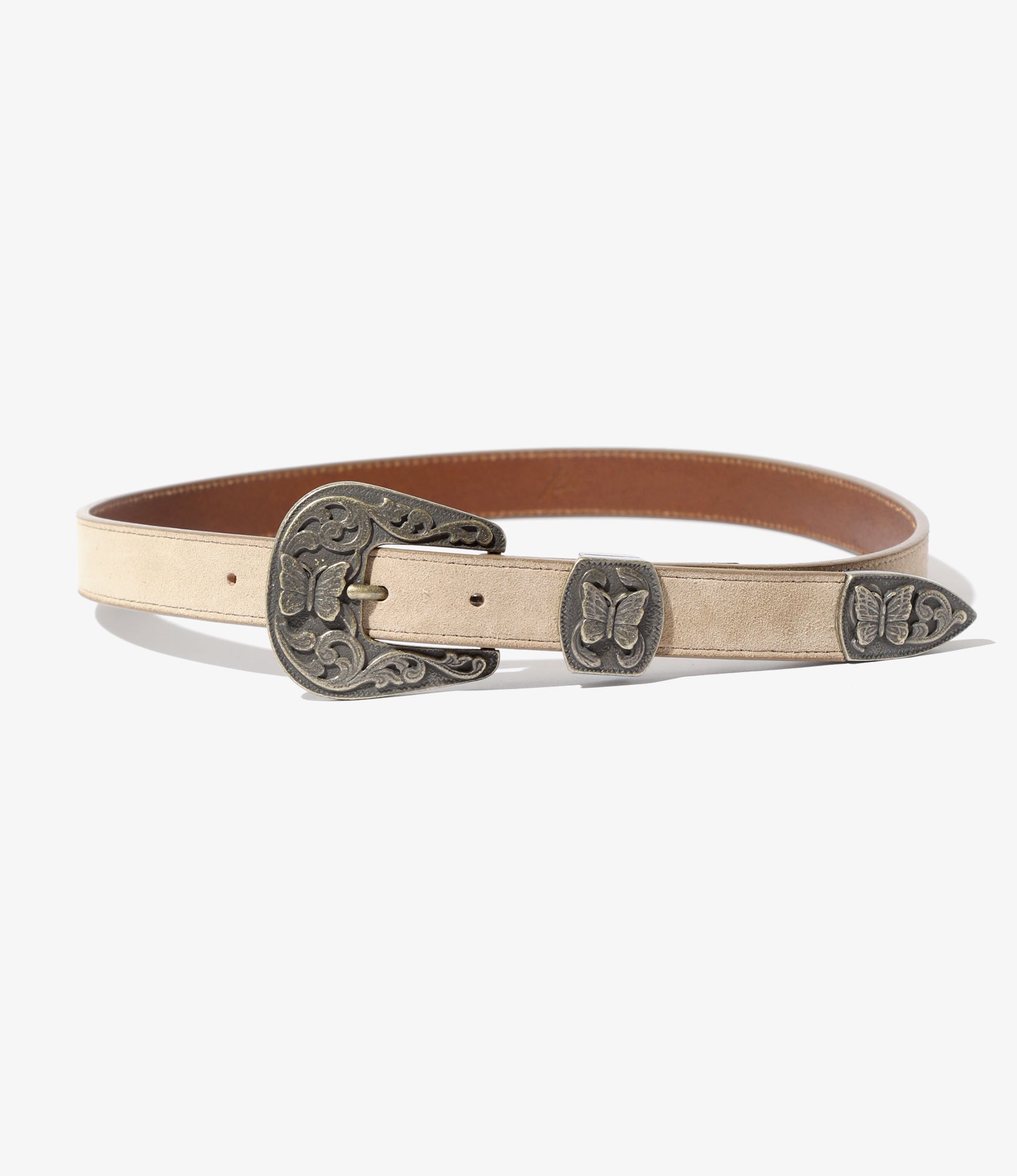 Needles Papillon Western Tip Belt - Suede Leather - Taupe