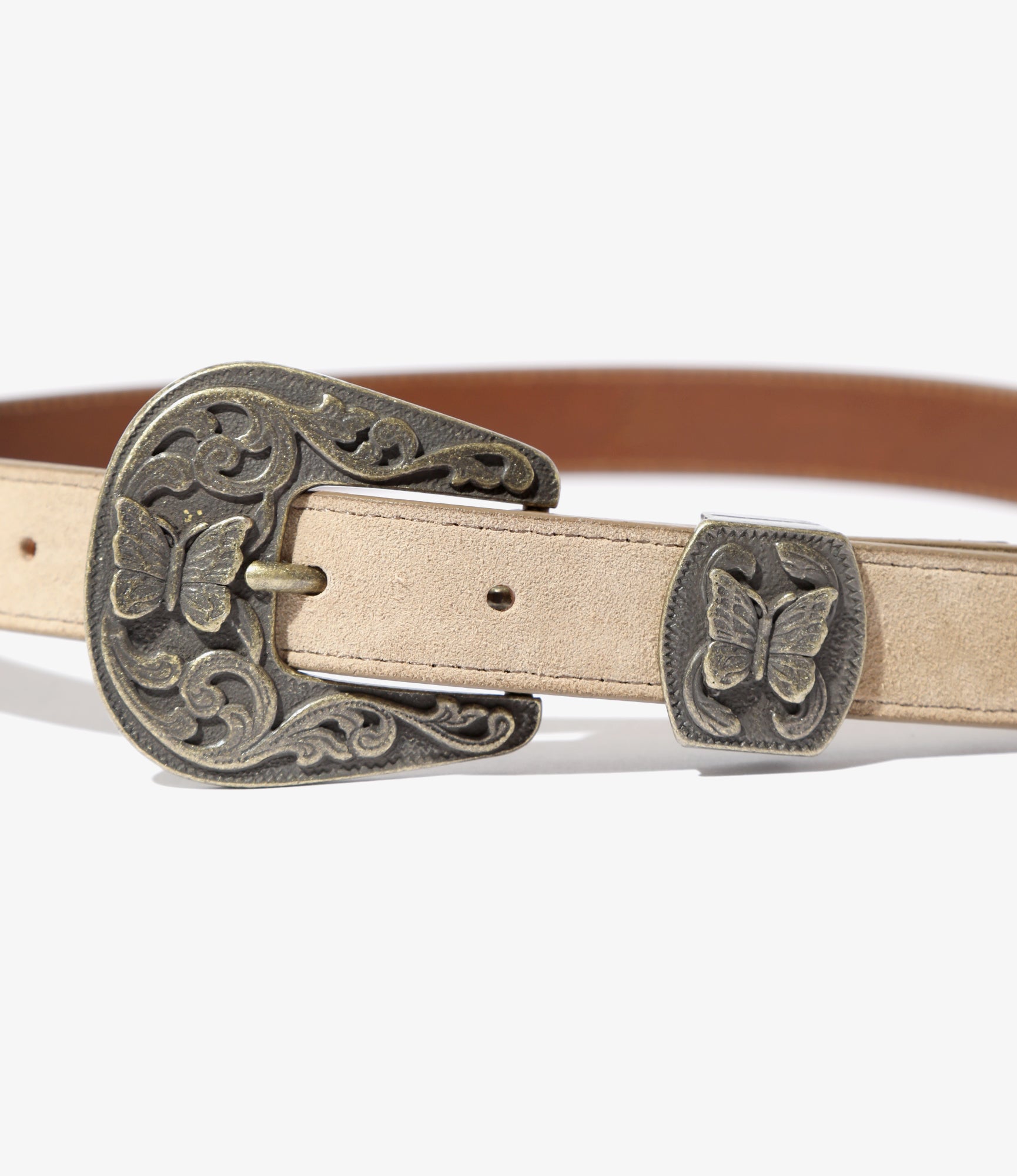 Needles Papillon Western Tip Belt - Suede Leather - Taupe