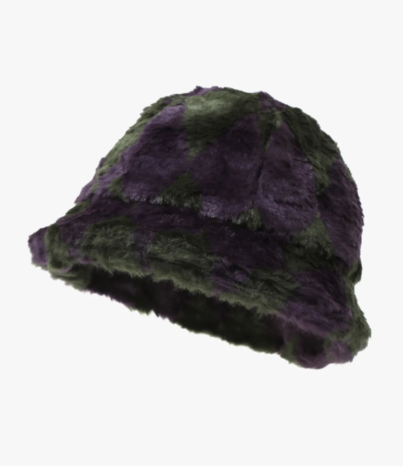 Needles Bermuda Hat - Acrylic Fur / Argyle - Green/Purple
