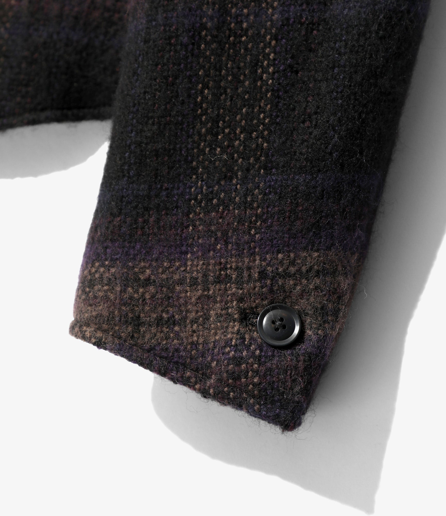 Needles Peaked Lapel Short Jacket - Wool Shaggy Plaid - Taupe