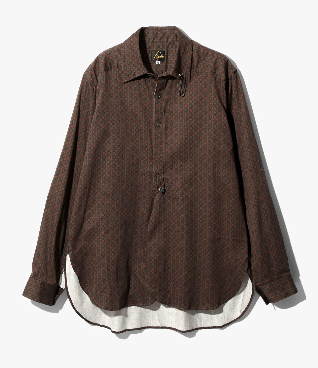 Needles Pinhole Regular Collar EDW Shirt - Cotton Sateen / Printed - Brown/Fine Pattern