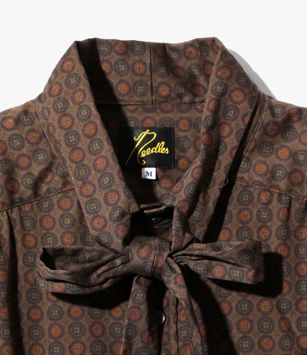 Needles Ascot Collar EDW Shirt - Cotton Sateen / Printed - Brown/Fine Pattern