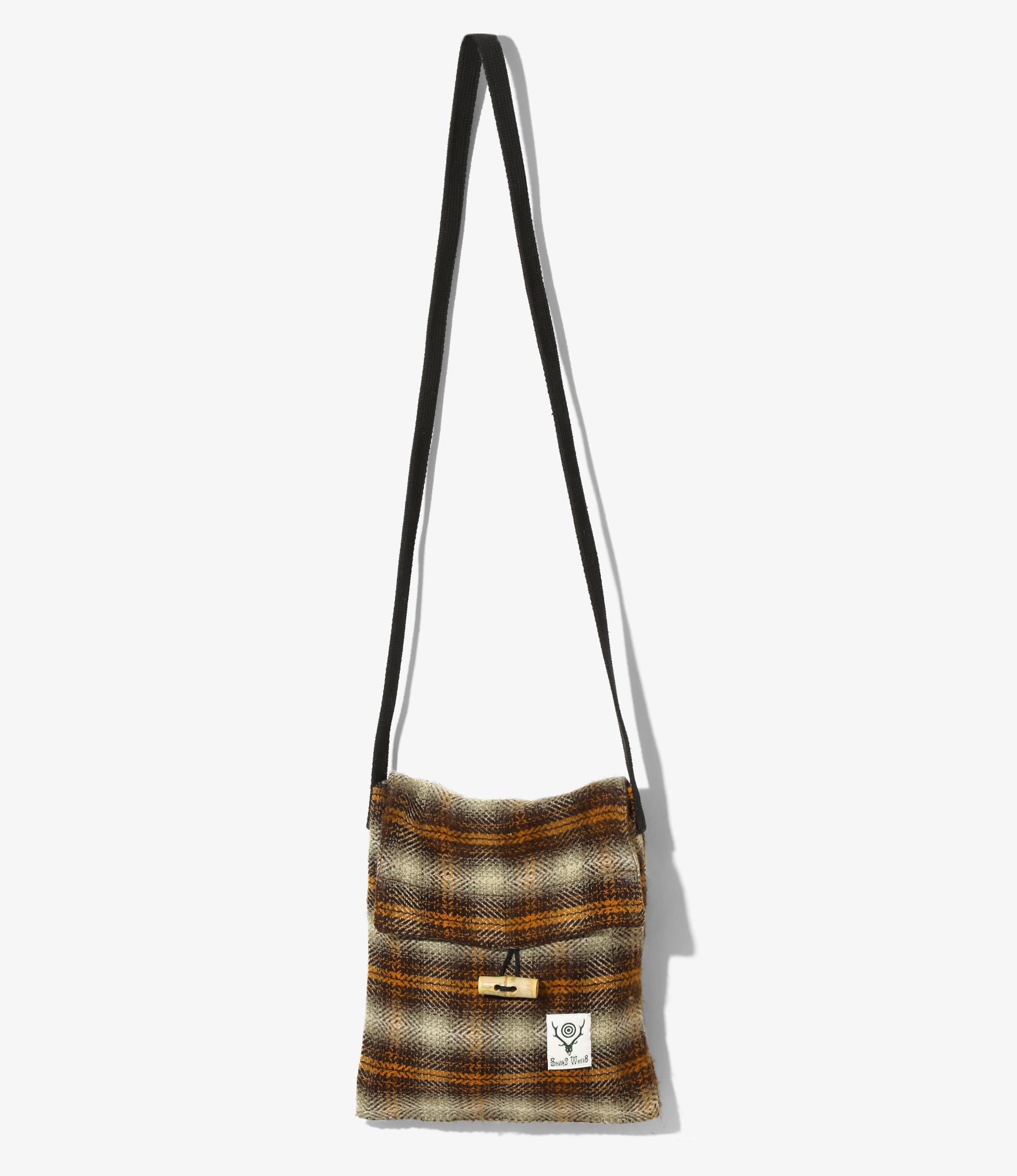 South2 West8 String Bag - Acrylic Plaid - Yellow/Brown
