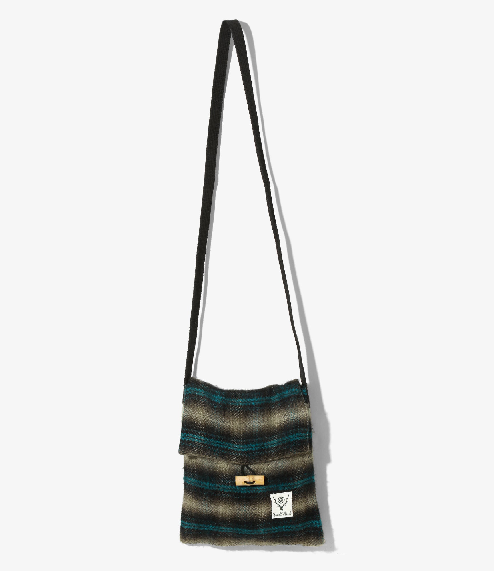 South2 West8 String Bag - Acrylic Plaid - Emerald/Black