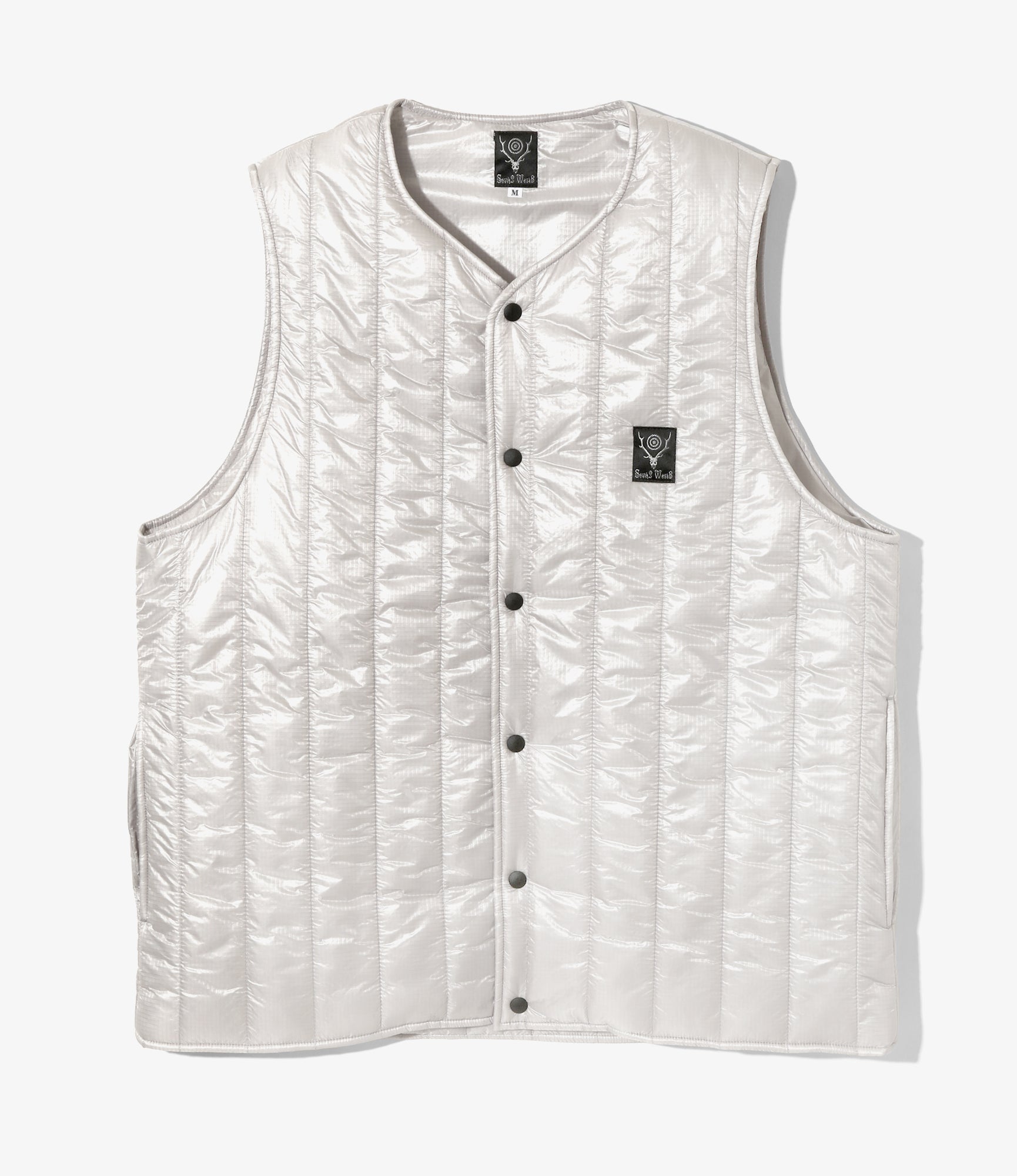 South2 West8 Quilted Crew Neck Vest - Nylon Ripstop - Grey