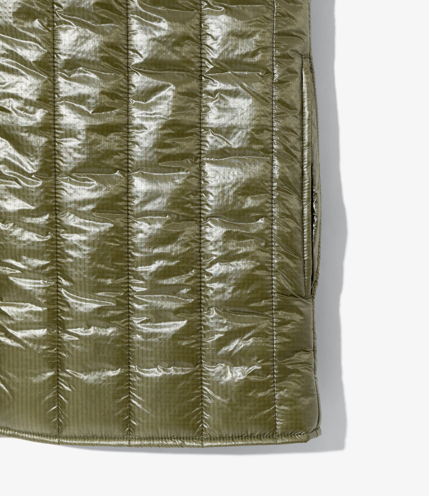 South2 West8 Quilted Crew Neck Vest - Nylon Ripstop - Olive