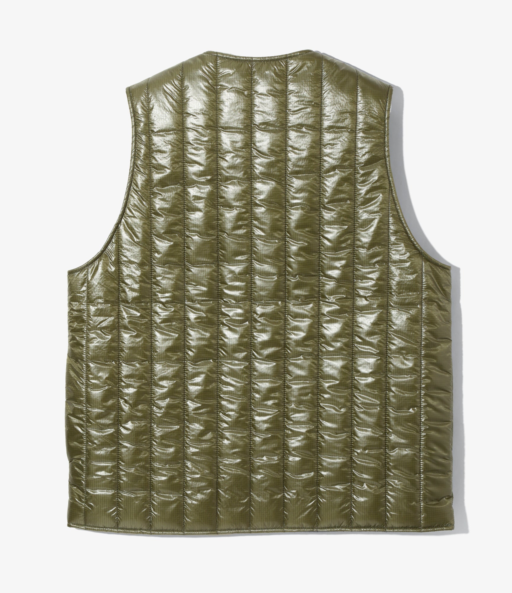 South2 West8 Quilted Crew Neck Vest - Nylon Ripstop - Olive