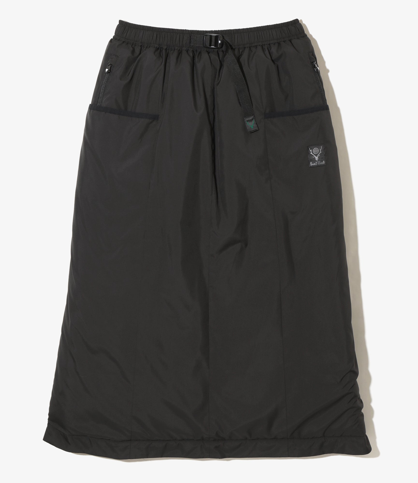 South2 West8 Insulator Belted Skirt - Poly Peach Skin - Black