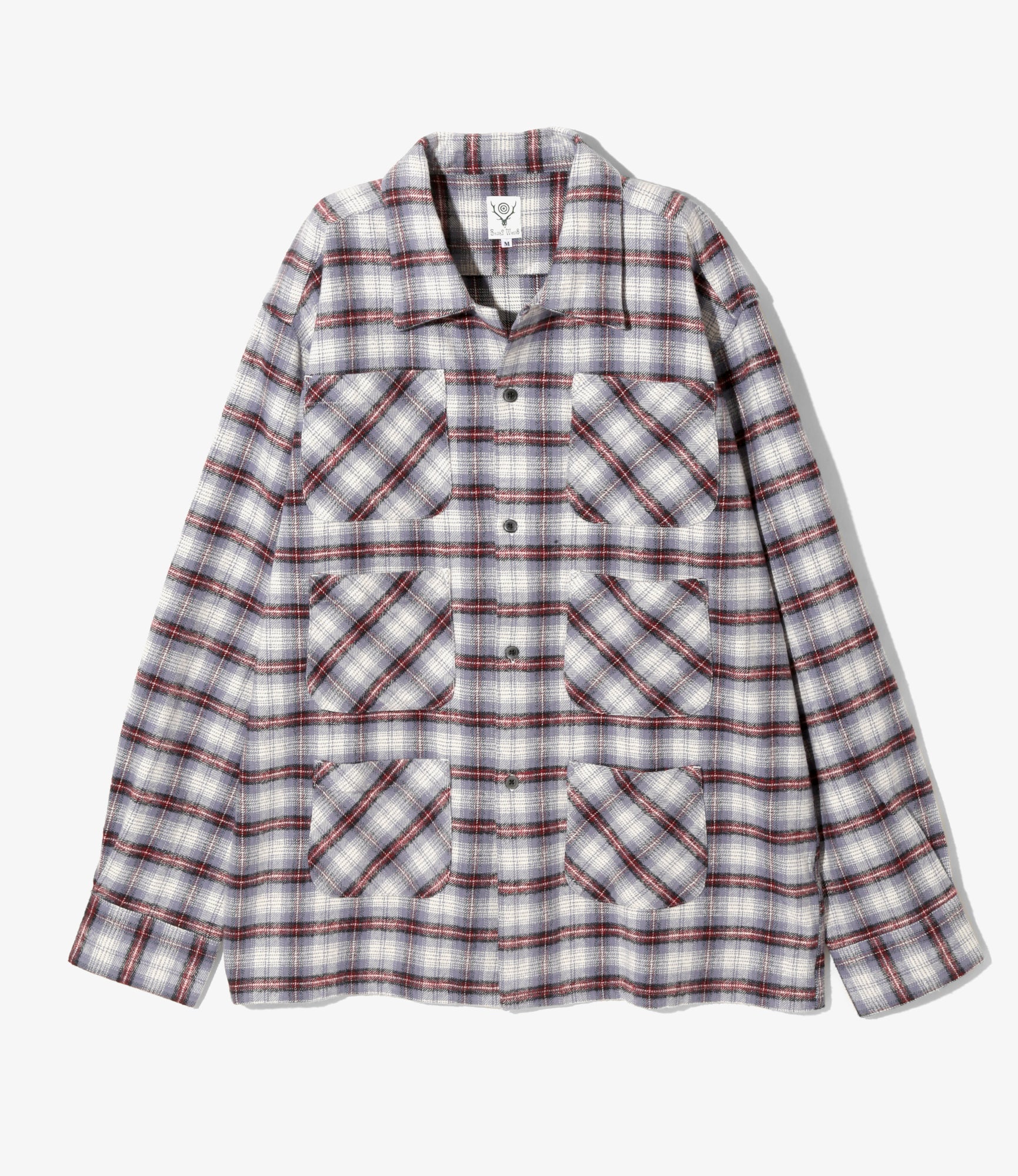 South2 West8 6 Pocket Shirt - Flannel Twill / Plaid - Lavender/Bordeaux